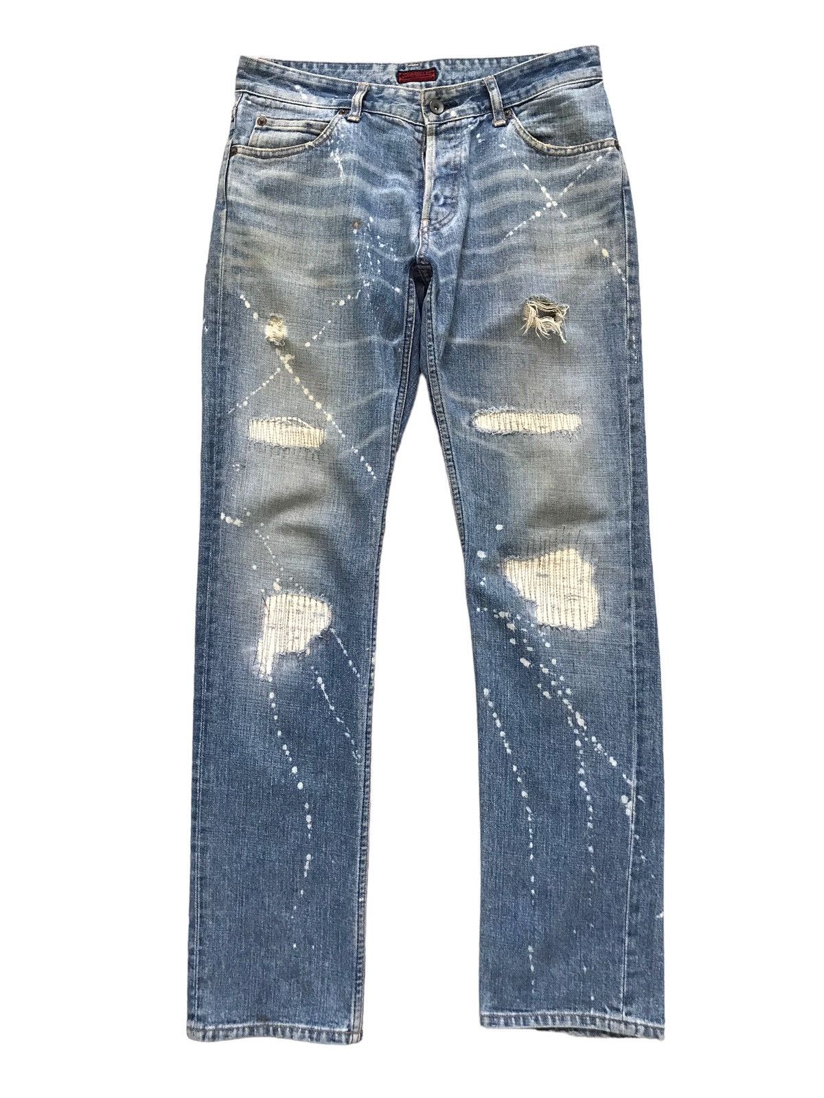 Japanese Brand John Bull Co Paint Splatter Distressed Denim Jeans Size US 31 - 1 Thumbnail