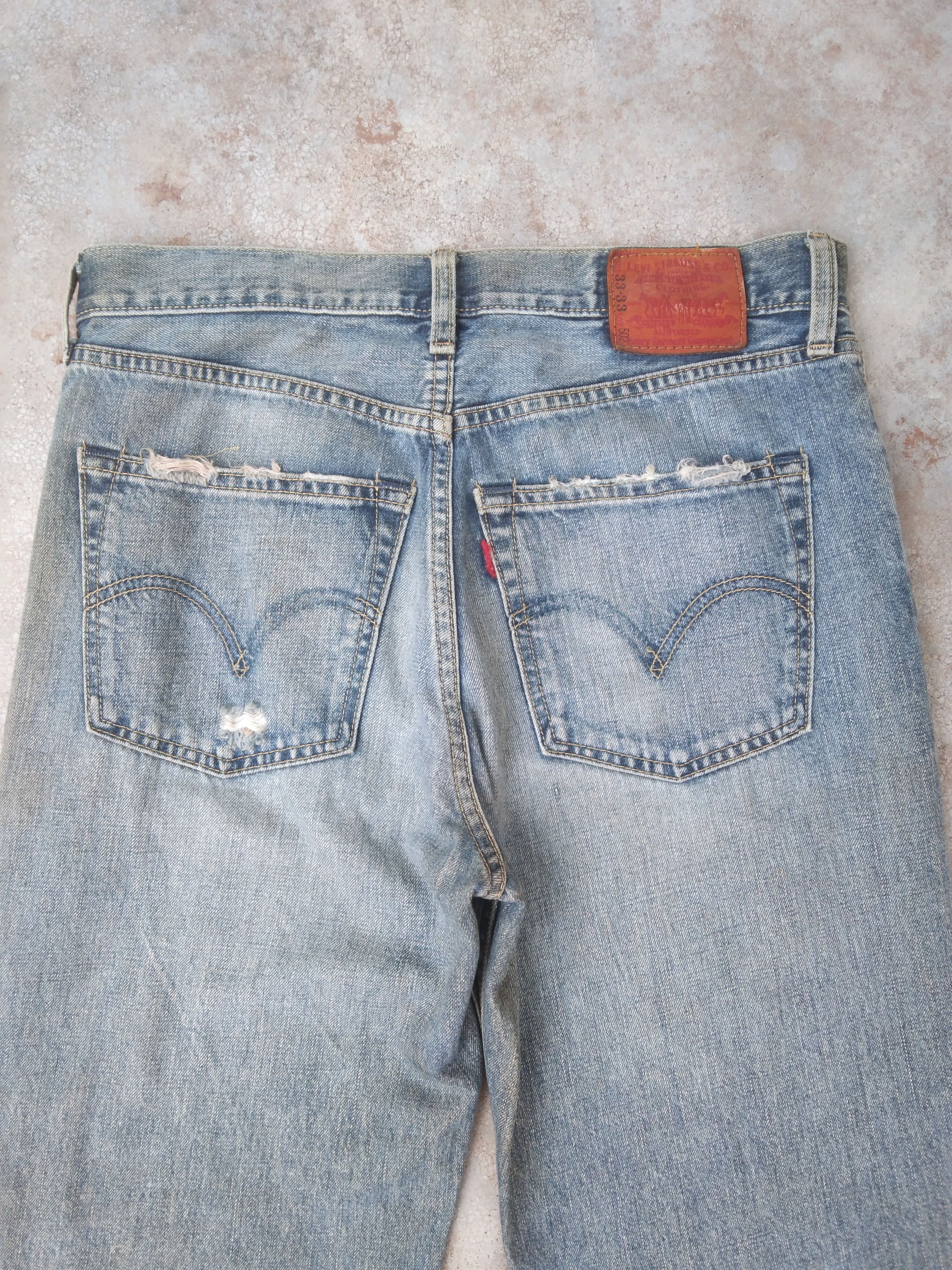 Levi's Vintage Levi's Jeans 502 Distressed Straight Leg 33x31 Size US 33 - 4 Thumbnail