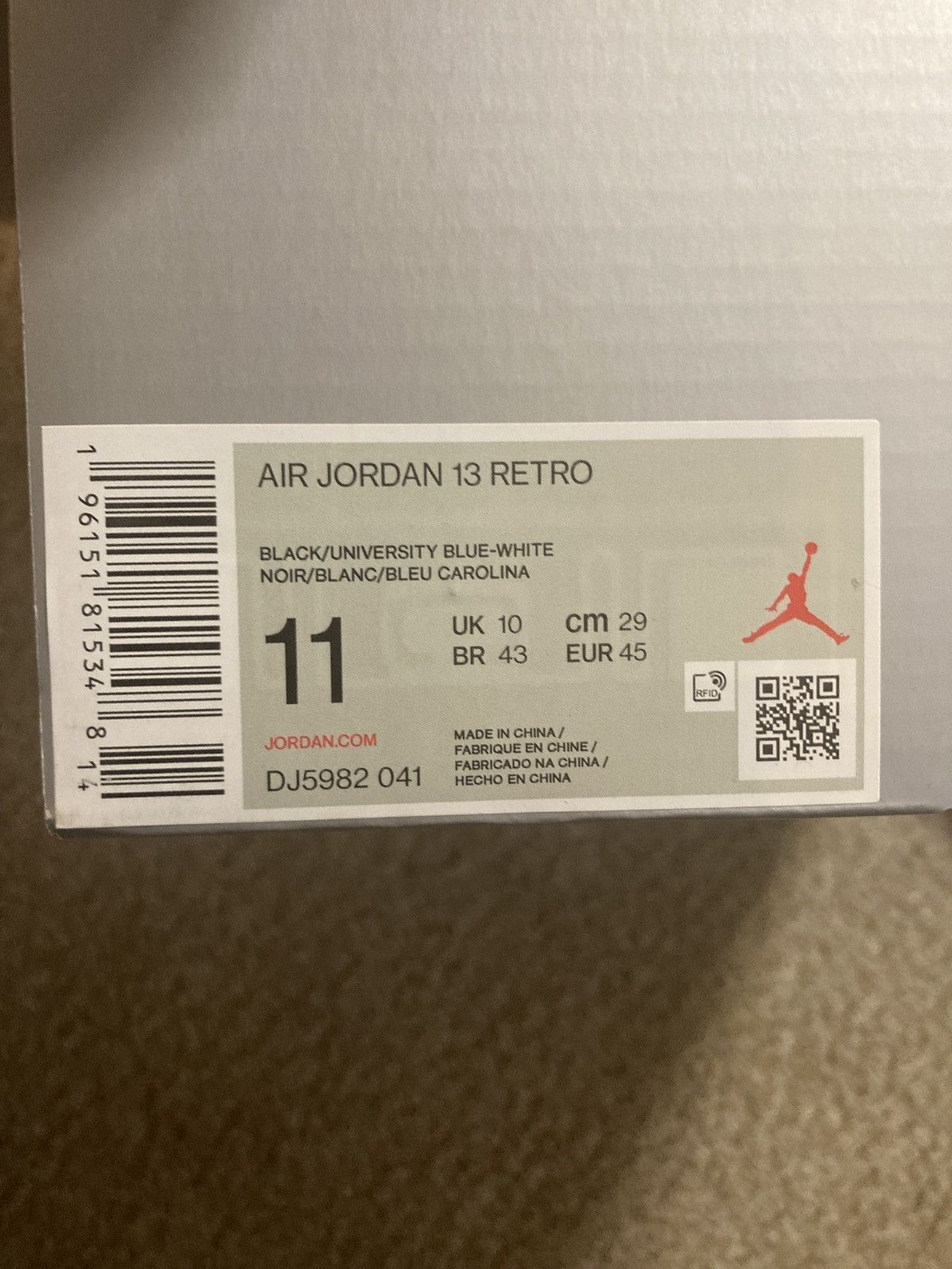 Jordan Brand Air Jordan 13 Retro University Blue Size US 11 / EU 44 - 8 Thumbnail