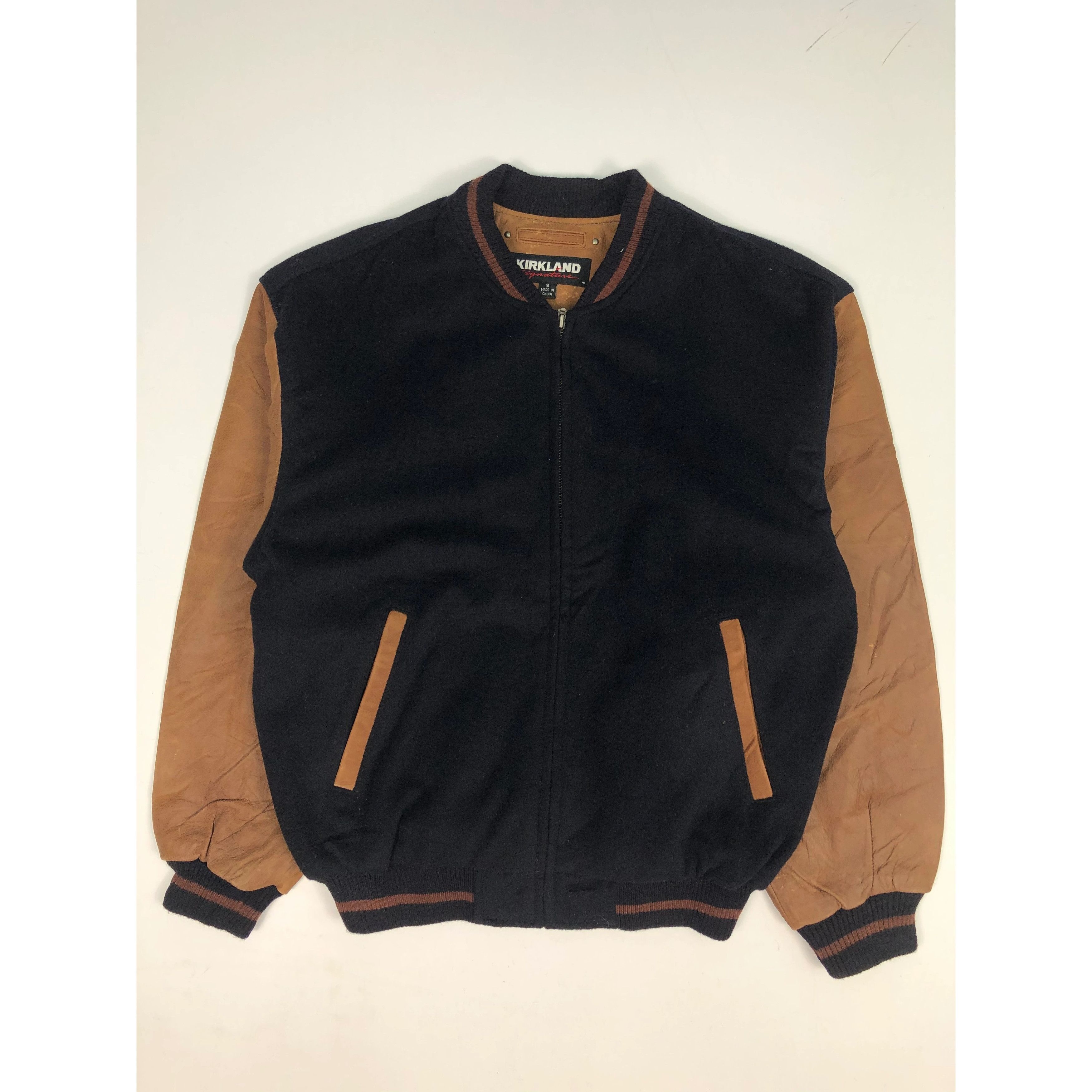 Vintage 80s Kirkland Signature Varsity Leather Sleeve V0044