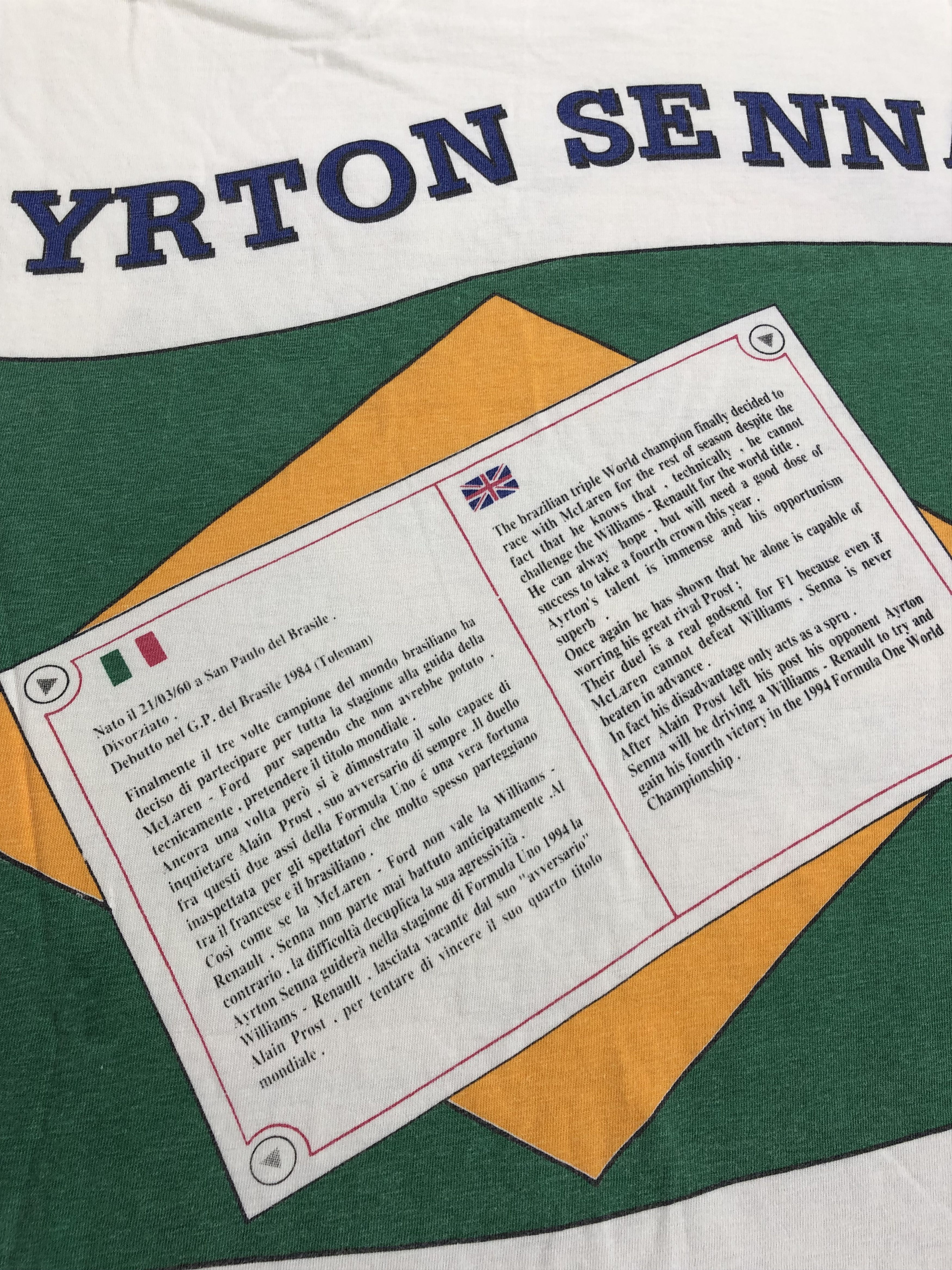 Formula 1 Vintage 90s Ayrton Senna Formula 1 F1 Renault t-shirt Size US L / EU 52-54 / 3 - 20 Thumbnail