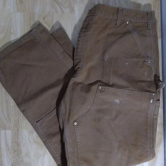 Pre-owned Carhartt X Vintage Carhartt Double Knee Chore Pants Dungarees In Tan