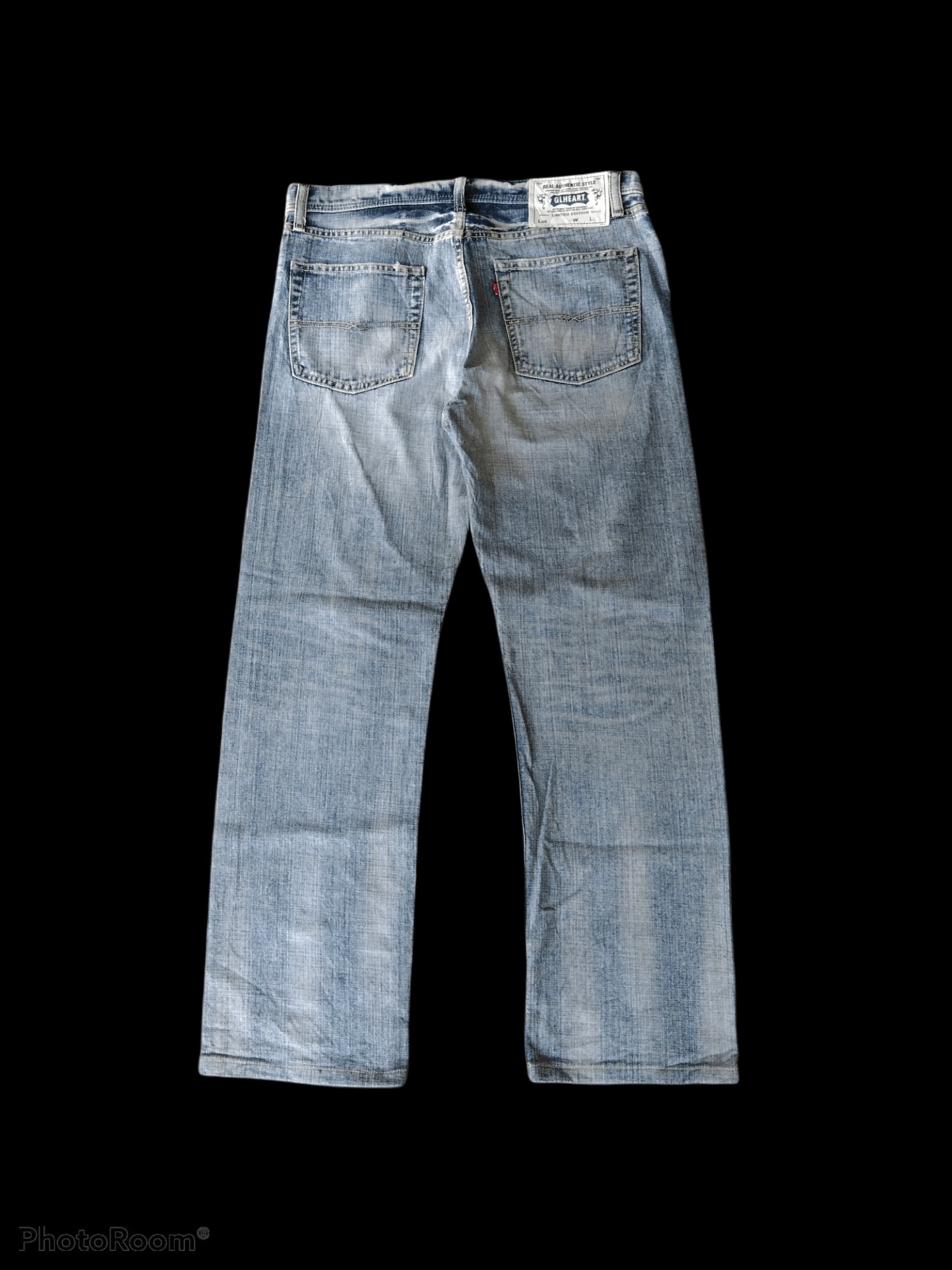 Japanese Brand × Vintage DISTRESSED WASHED BLUE SPLATTER JAPANESE BRAND GLHEART Size US 34 / EU 50 - 2 Thumbnail