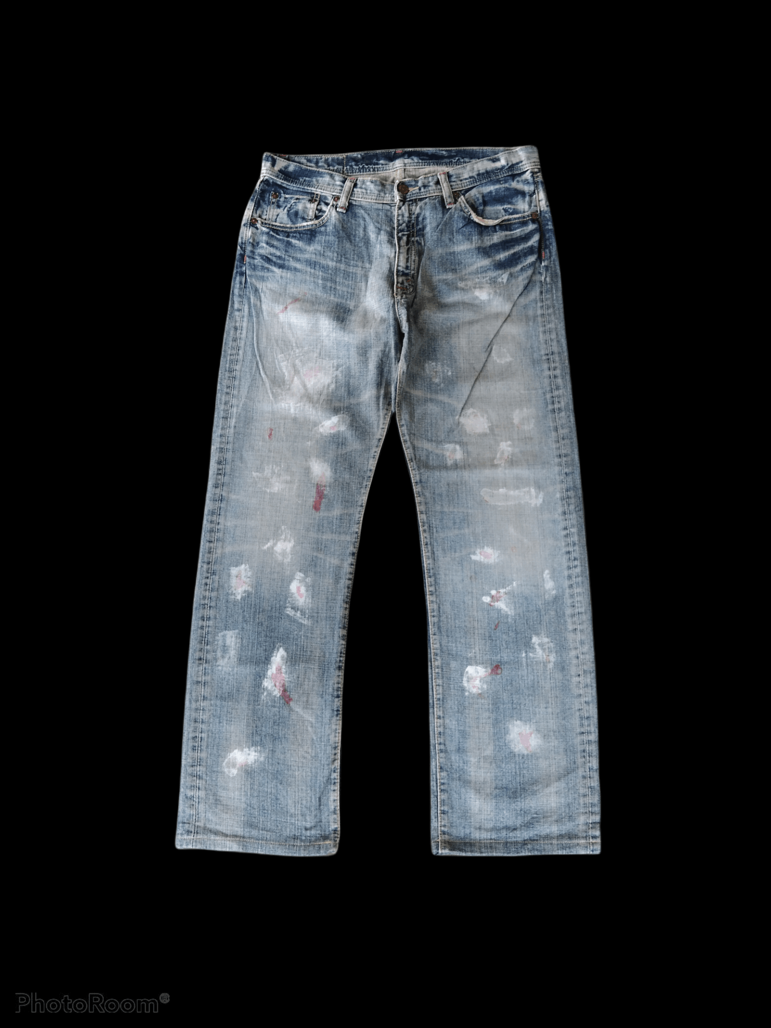 Japanese Brand × Vintage DISTRESSED WASHED BLUE SPLATTER JAPANESE BRAND GLHEART Size US 34 / EU 50 - 1 Thumbnail