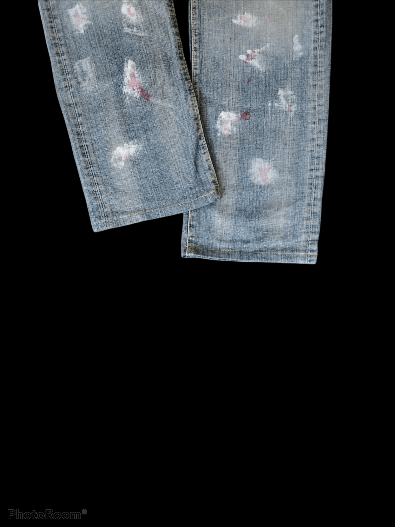Japanese Brand × Vintage DISTRESSED WASHED BLUE SPLATTER JAPANESE BRAND GLHEART Size US 34 / EU 50 - 5 Thumbnail