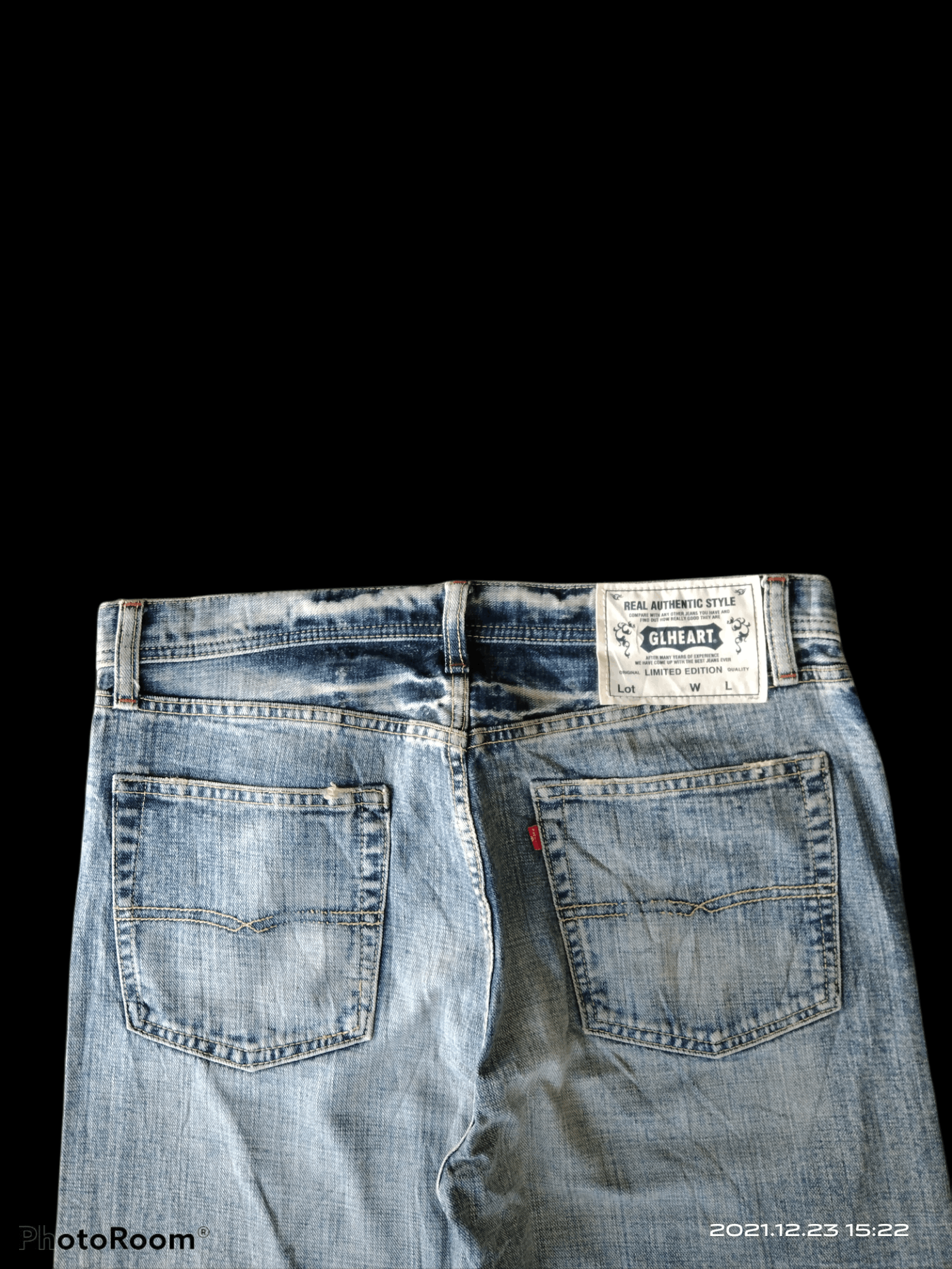 Japanese Brand × Vintage DISTRESSED WASHED BLUE SPLATTER JAPANESE BRAND GLHEART Size US 34 / EU 50 - 4 Thumbnail