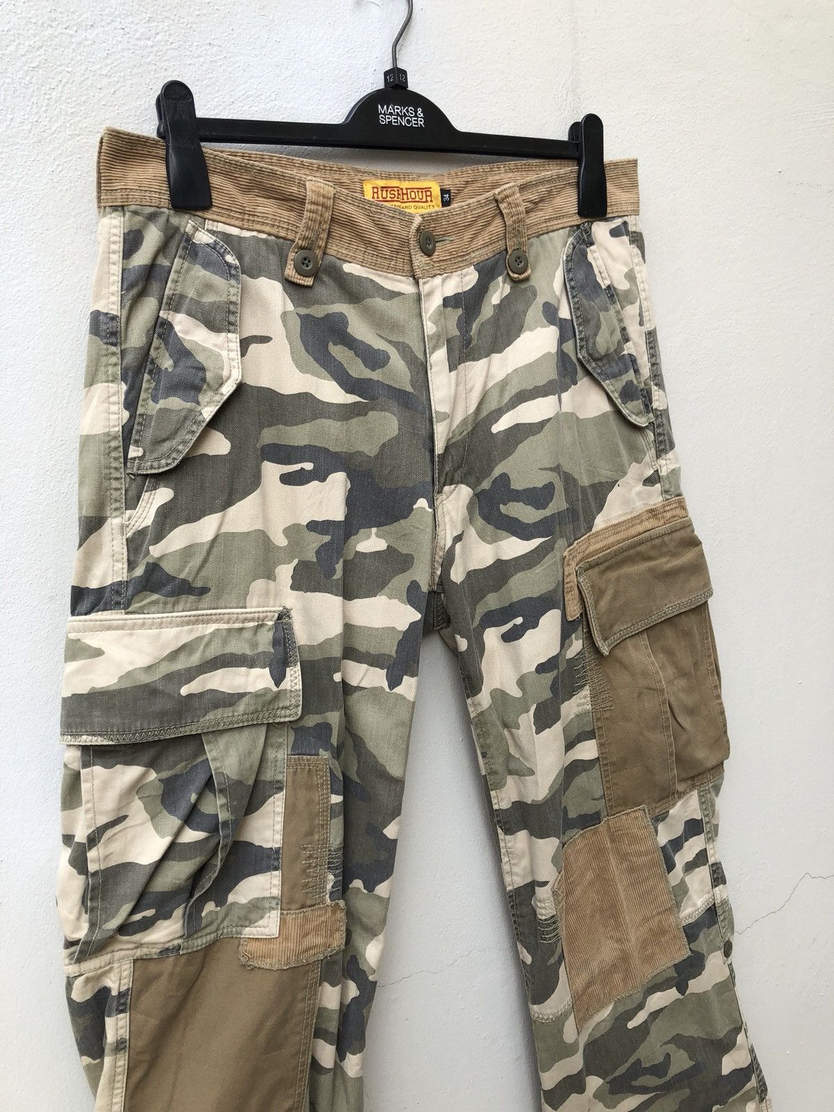 Vintage Japan Brand Rush Hour Patchwork Camo Cargo Trouser Size US 34 / EU 50 - 2 Thumbnail