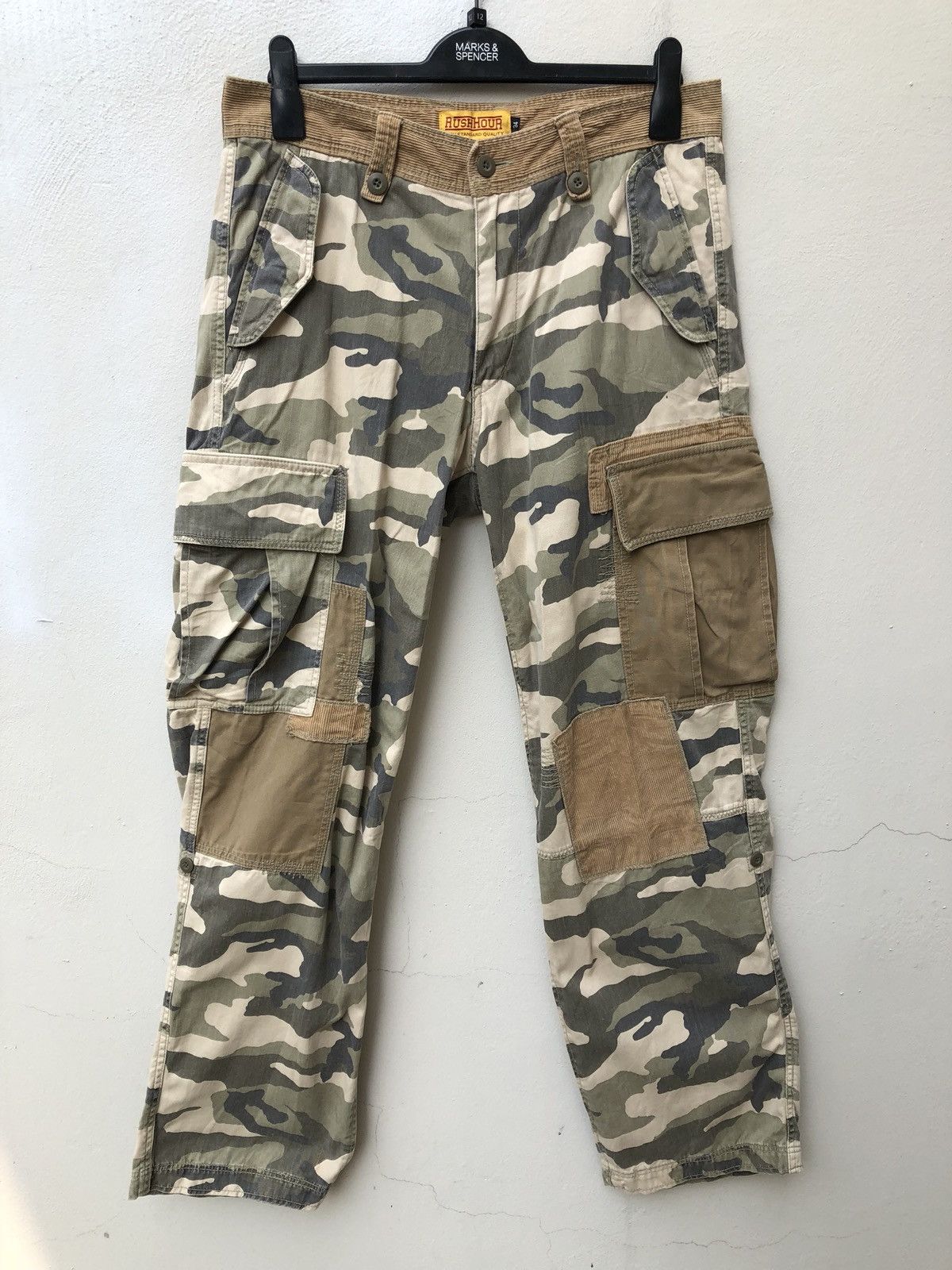 Vintage Japan Brand Rush Hour Patchwork Camo Cargo Trouser Size US 34 / EU 50 - 1 Thumbnail