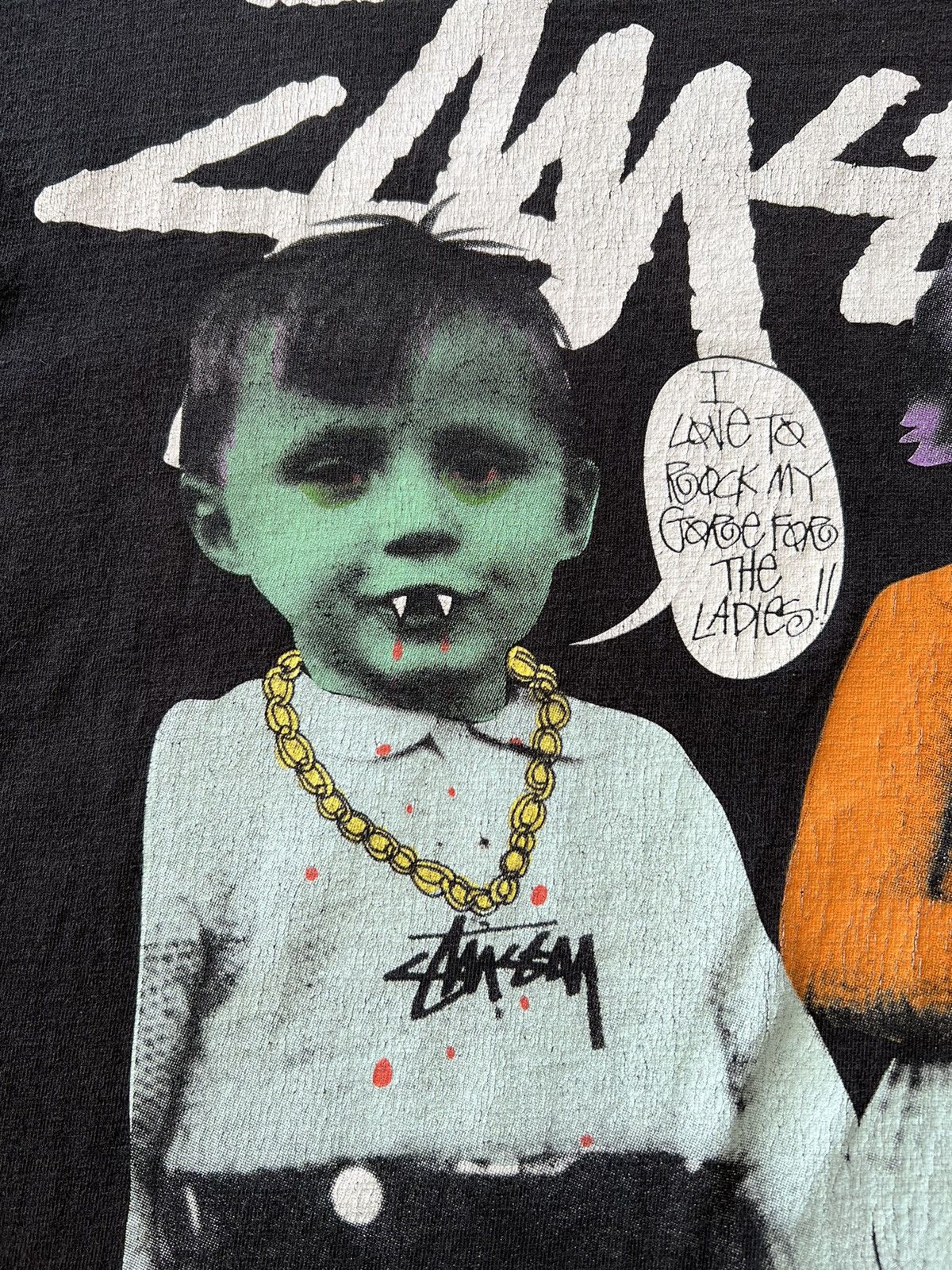 Stussy Vintage 2000s Stussy Happy Halloween You Suckas Black Tee Size US M / EU 48-50 / 2 - 6 Thumbnail