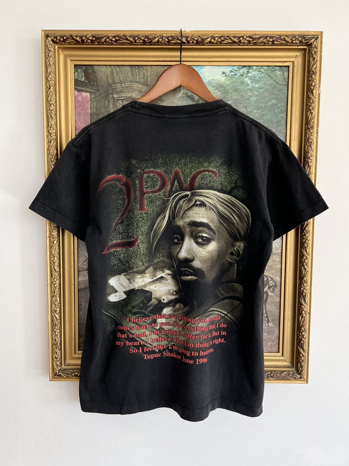 Band Tees Vintage 90s Tupac 2Pac Bootleg Black Tee (50 cent Dr. Dre) Size US M / EU 48-50 / 2 - 2 Thumbnail