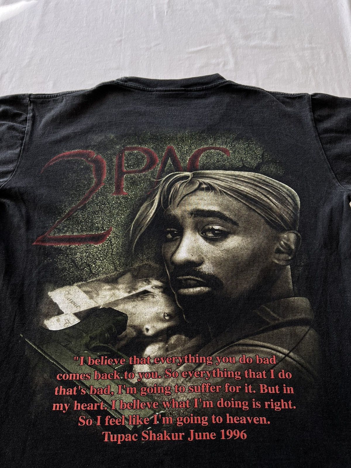 Band Tees Vintage 90s Tupac 2Pac Bootleg Black Tee (50 cent Dr. Dre) Size US M / EU 48-50 / 2 - 9 Thumbnail