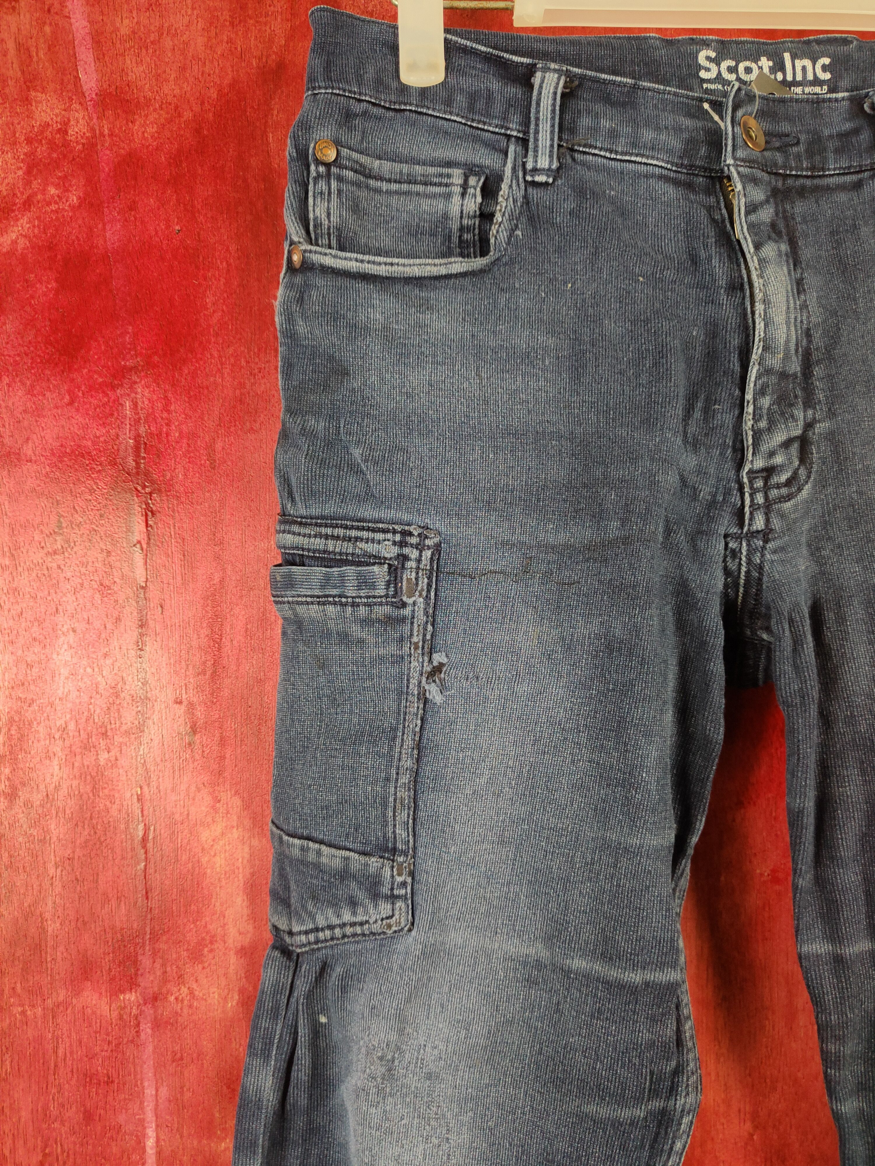 Japanese Brand Scot. Inc Blue multi pocket tactical jeans #4672 Size US 30 / EU 46 - 3 Thumbnail