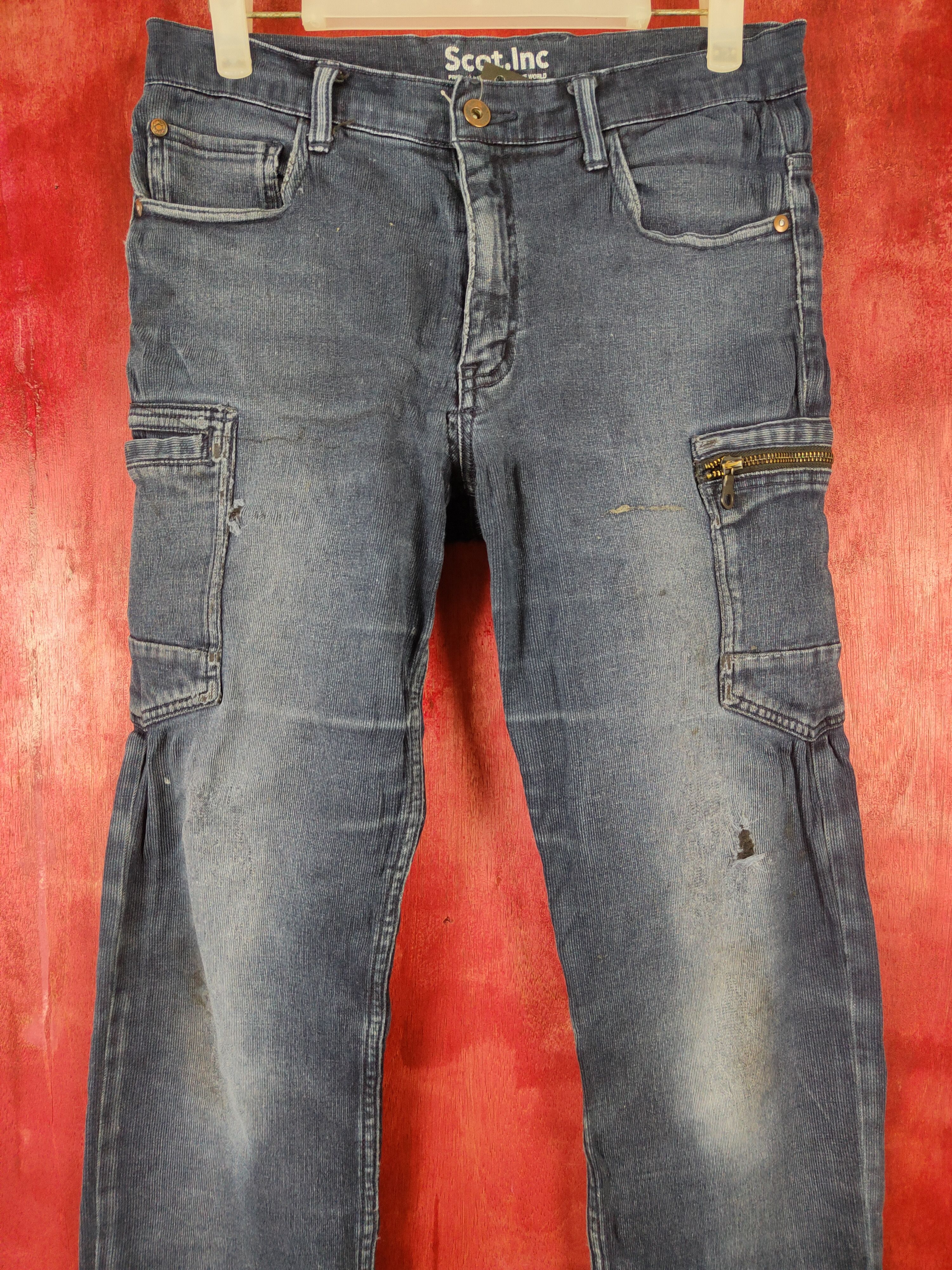Japanese Brand Scot. Inc Blue multi pocket tactical jeans #4672 Size US 30 / EU 46 - 2 Thumbnail