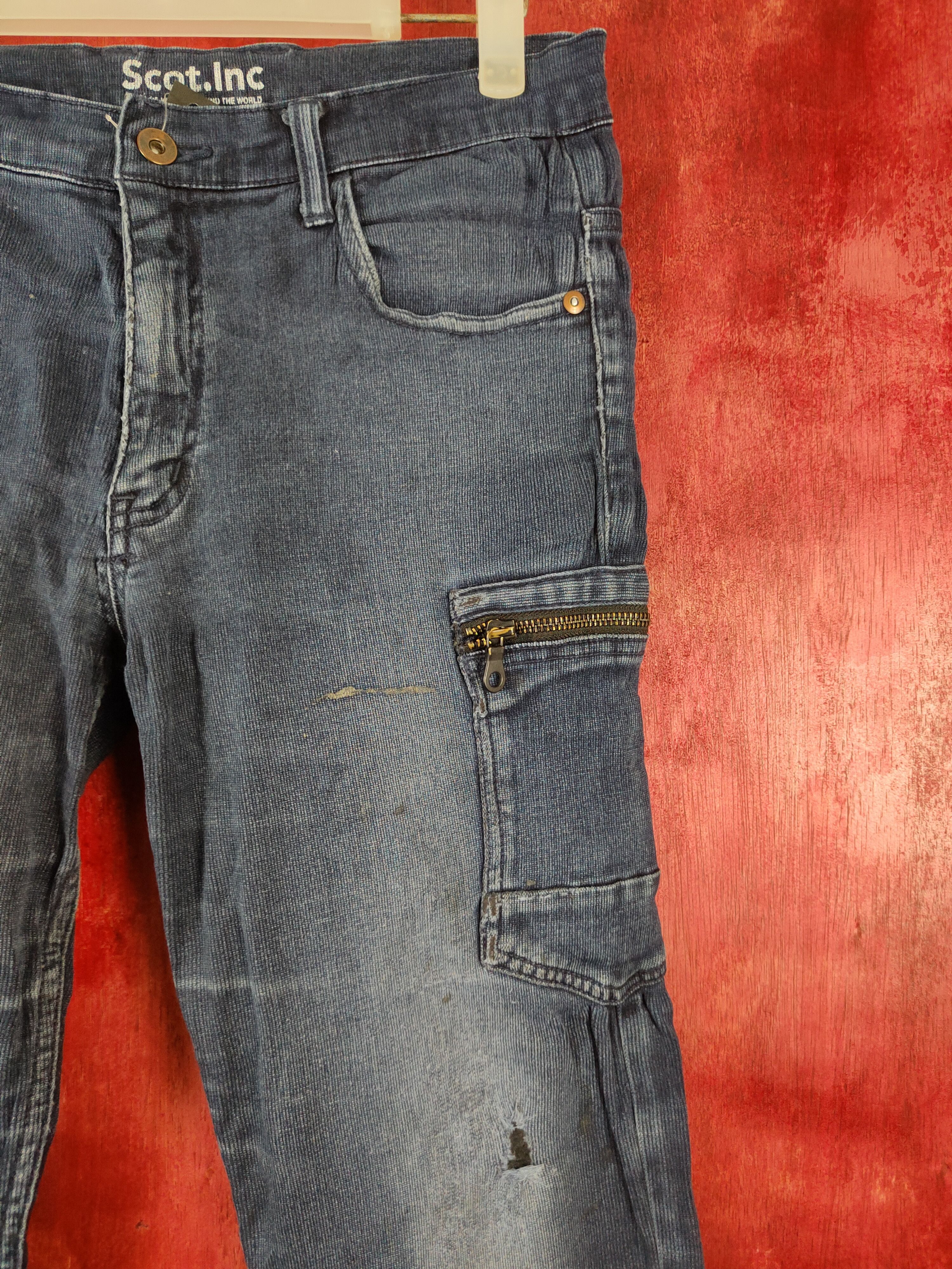 Japanese Brand Scot. Inc Blue multi pocket tactical jeans #4672 Size US 30 / EU 46 - 5 Thumbnail