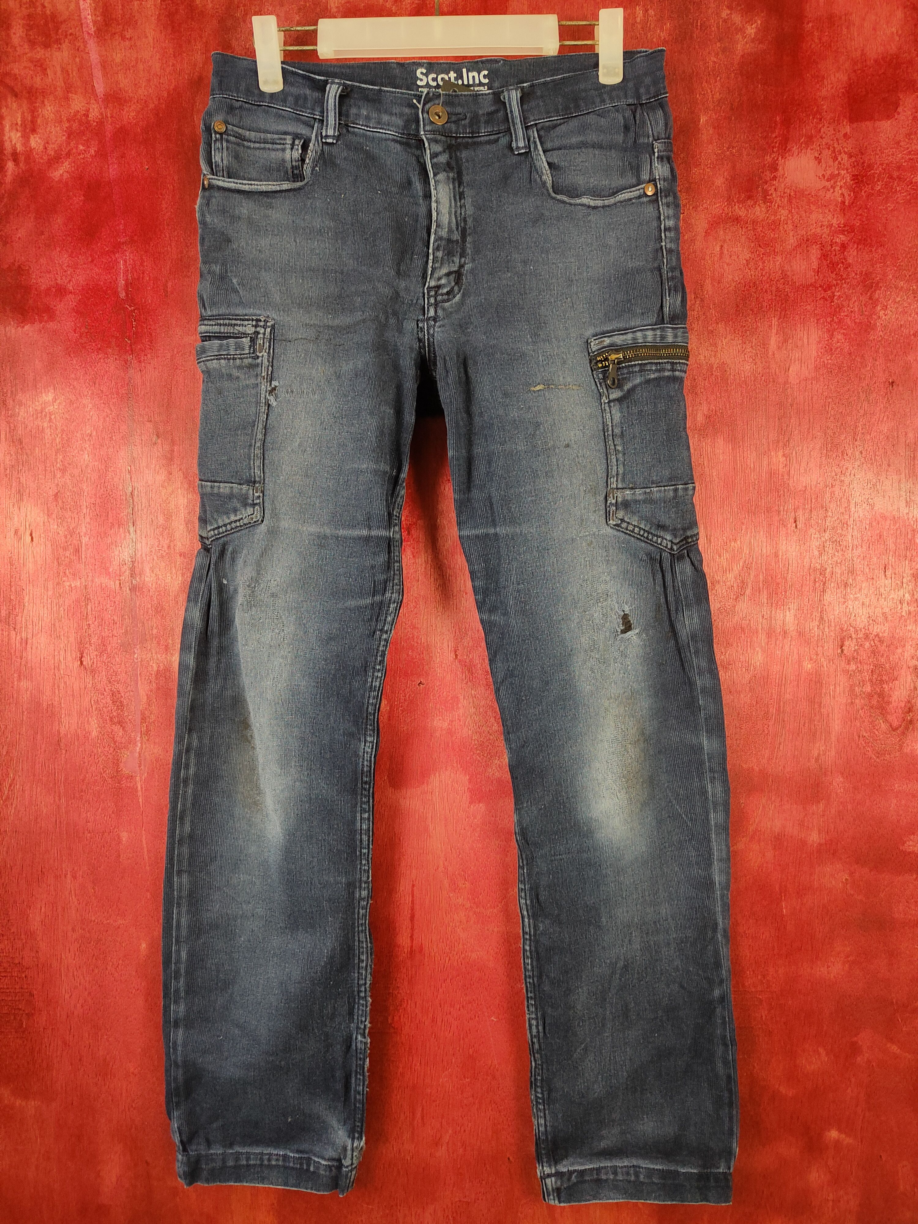 Japanese Brand Scot. Inc Blue multi pocket tactical jeans #4672 Size US 30 / EU 46 - 1 Thumbnail
