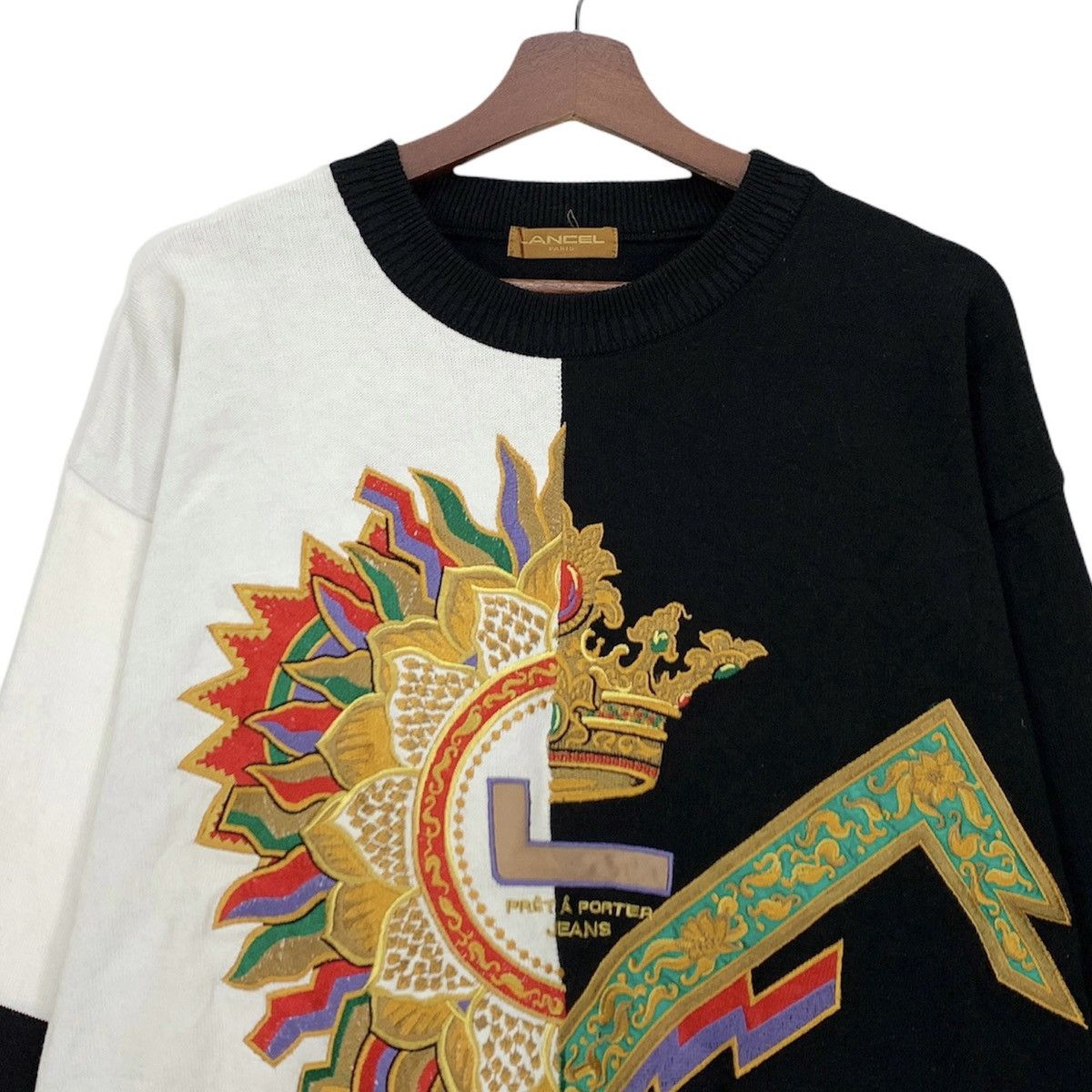 Lancel Lancel Paris Jeans Crewneck Embroidered Biglogo Size US L / EU 52-54 / 3 - 3 Thumbnail
