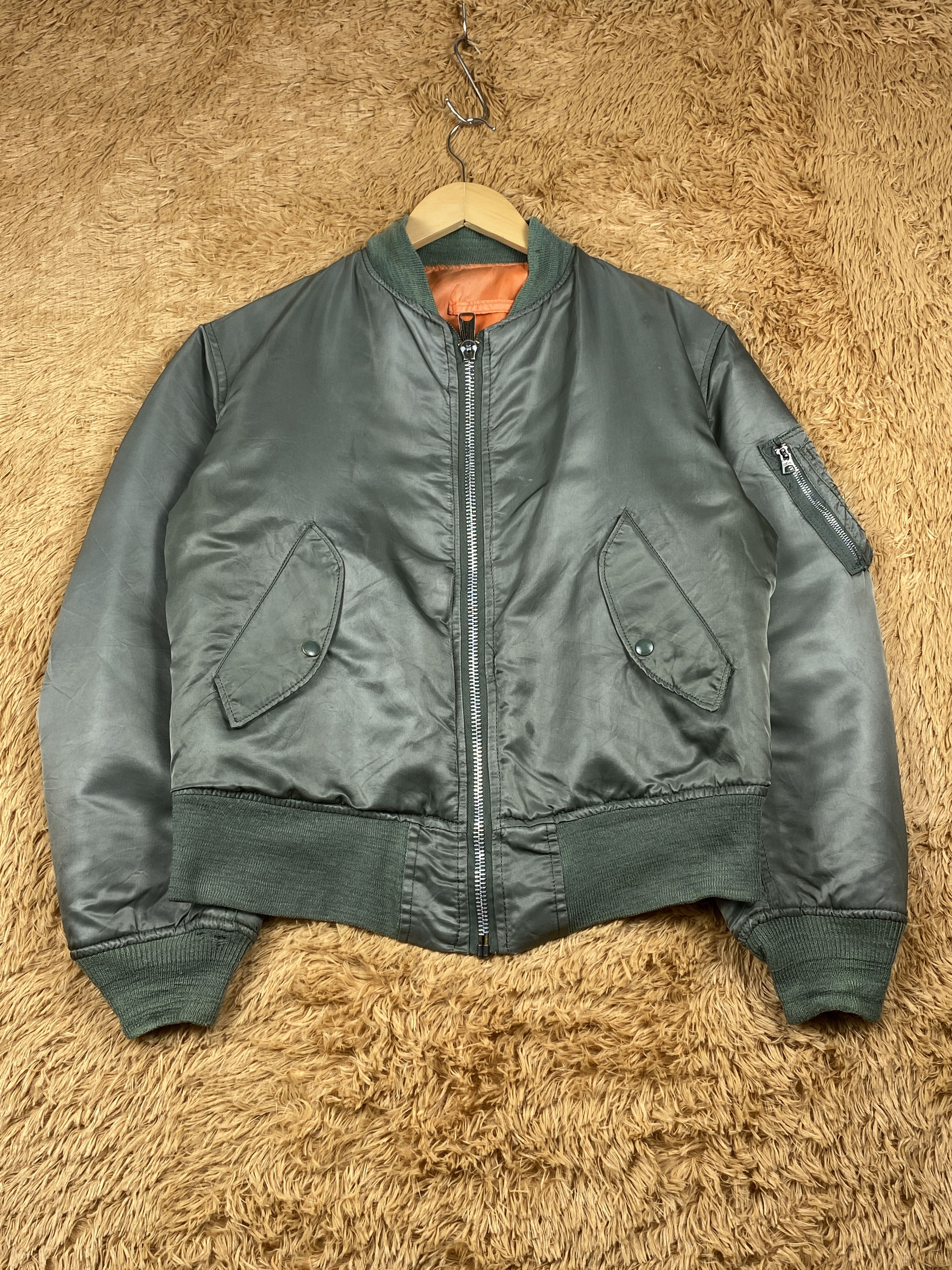 image of Vintage Broken Zip Bombers in Miltary Green, Men's (Size Medium)