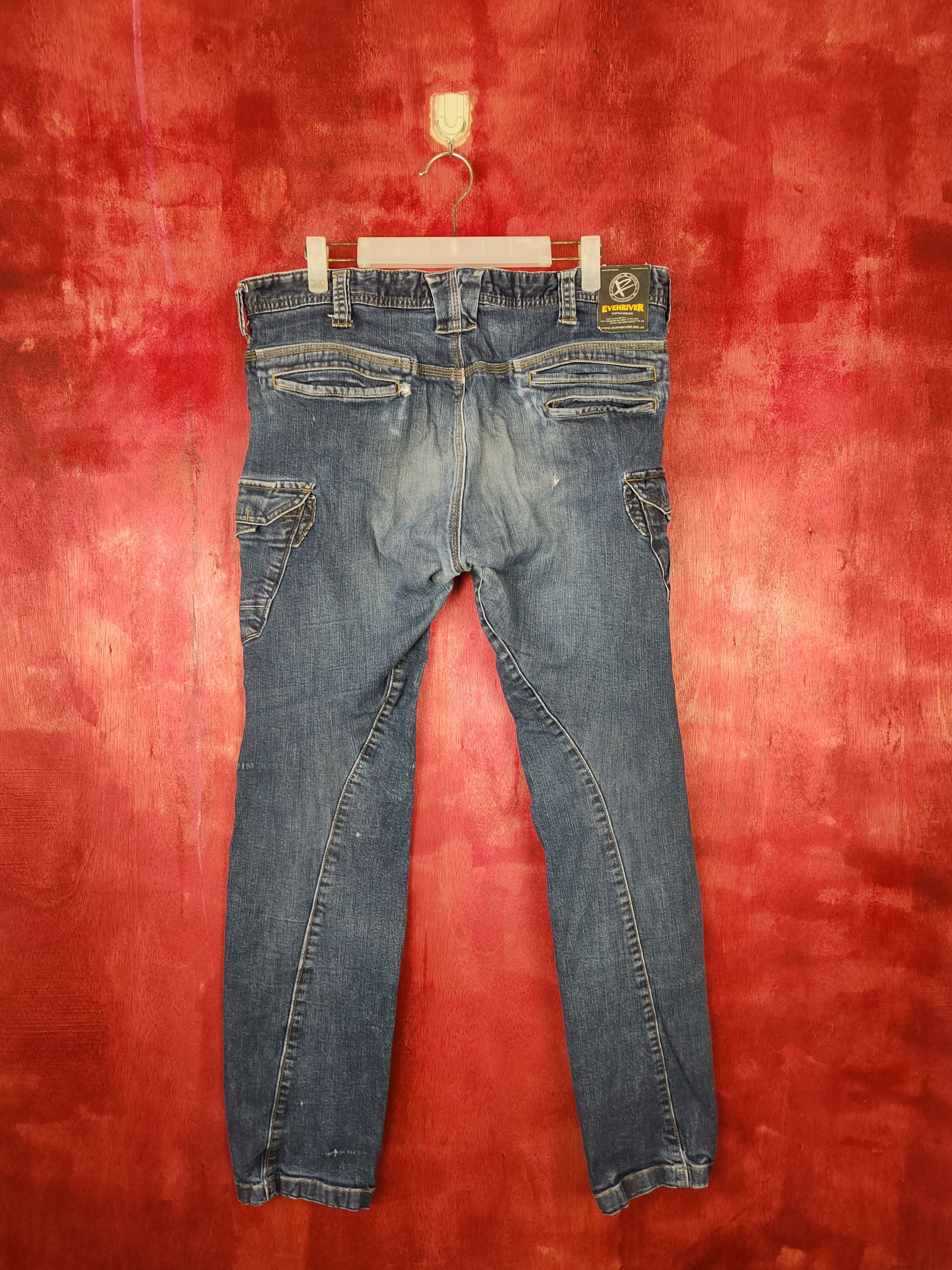 Japanese Brand Even River Blue multi pocket tactical cargo Jeans #4936 Size US 34 / EU 50 - 9 Thumbnail