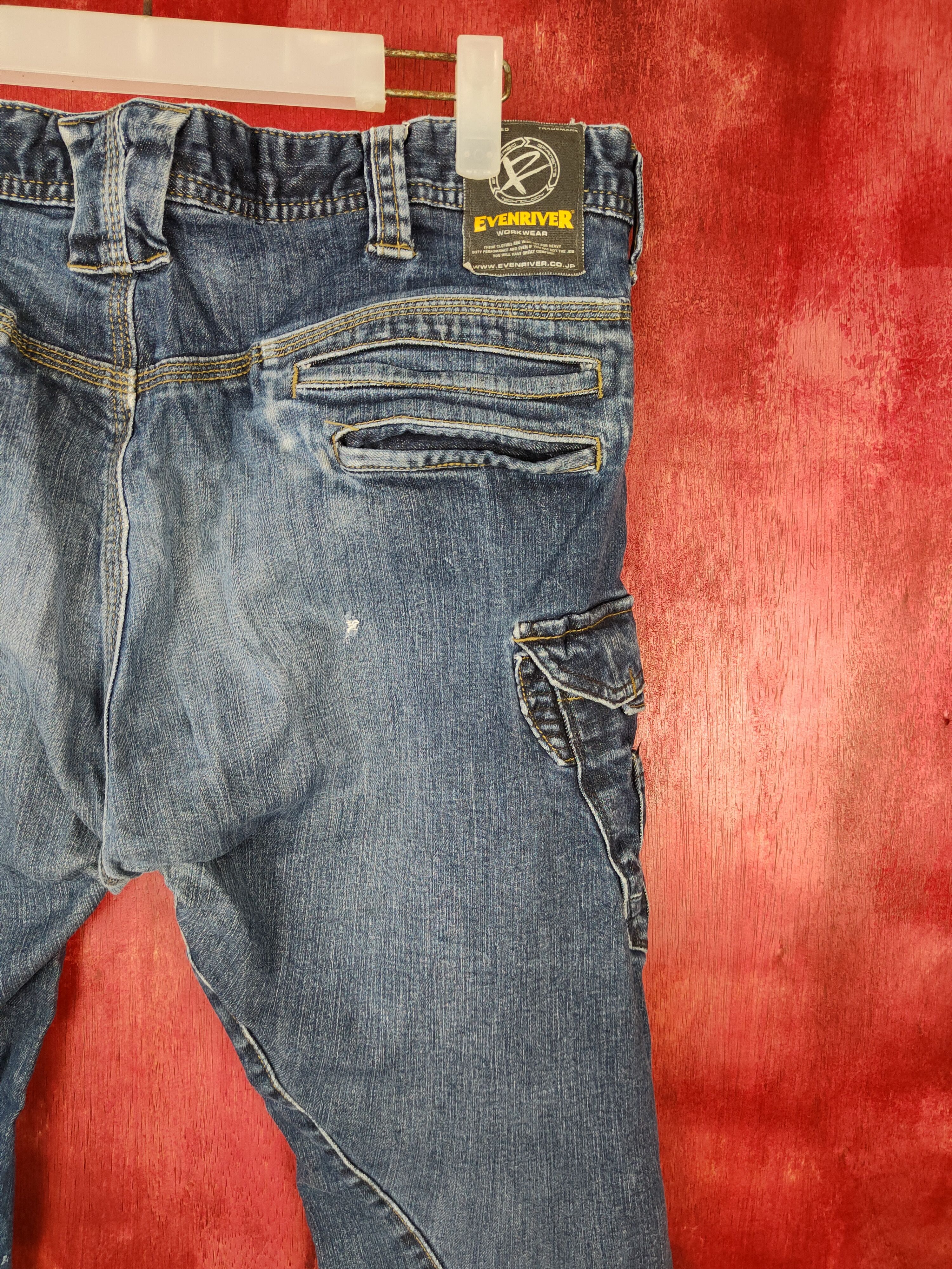 Japanese Brand Even River Blue multi pocket tactical cargo Jeans #4936 Size US 34 / EU 50 - 12 Thumbnail