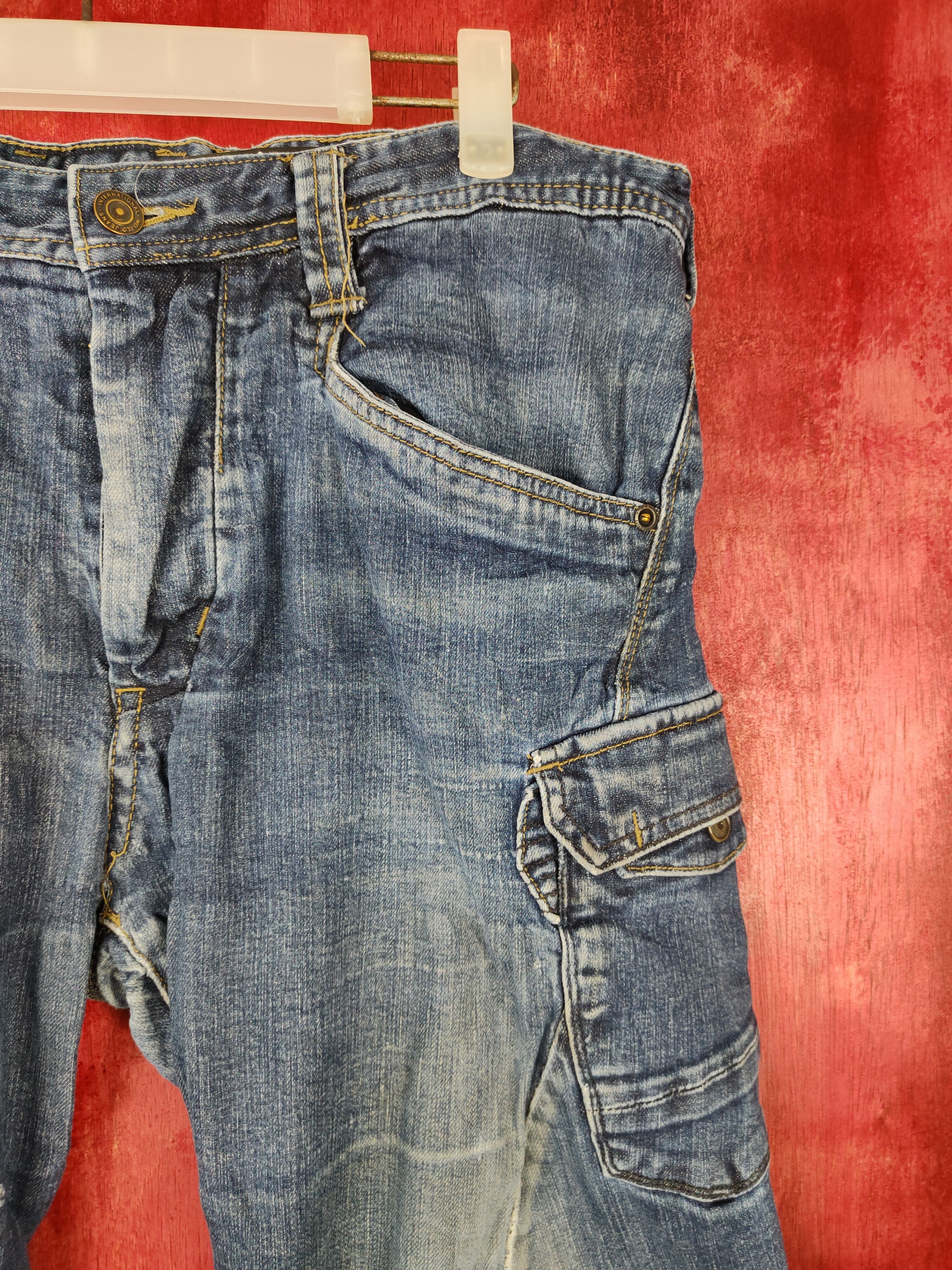 Japanese Brand Even River Blue multi pocket tactical cargo Jeans #4936 Size US 34 / EU 50 - 6 Thumbnail