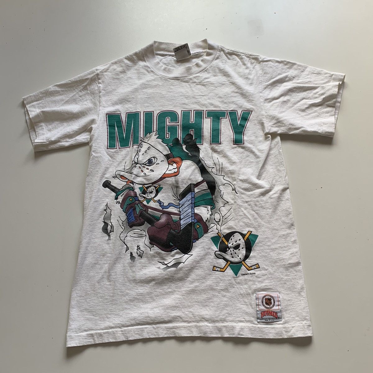 90's Anaheim Mighty Ducks Nutmeg NHL Shirt Size Large – Rare VNTG
