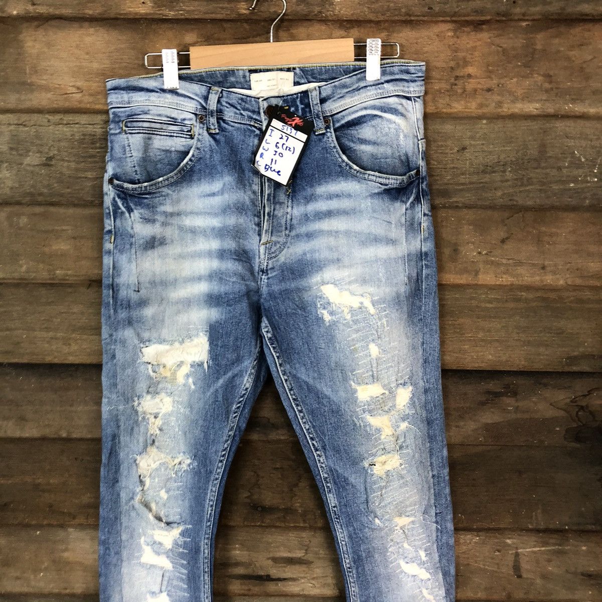 Japanese Brand ZMDC blue Distressed Denim Pants #5137 Size US 30 / EU 46 - 2 Thumbnail
