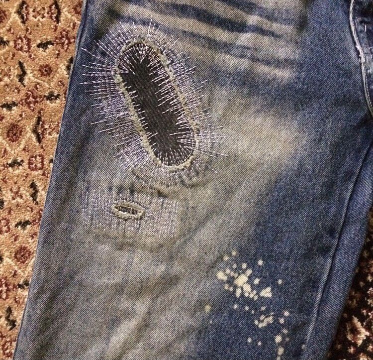 If Six Was Nine Vintage Jeanius Splash Asid Paint Patchwork Pants Size US 30 / EU 46 - 4 Thumbnail