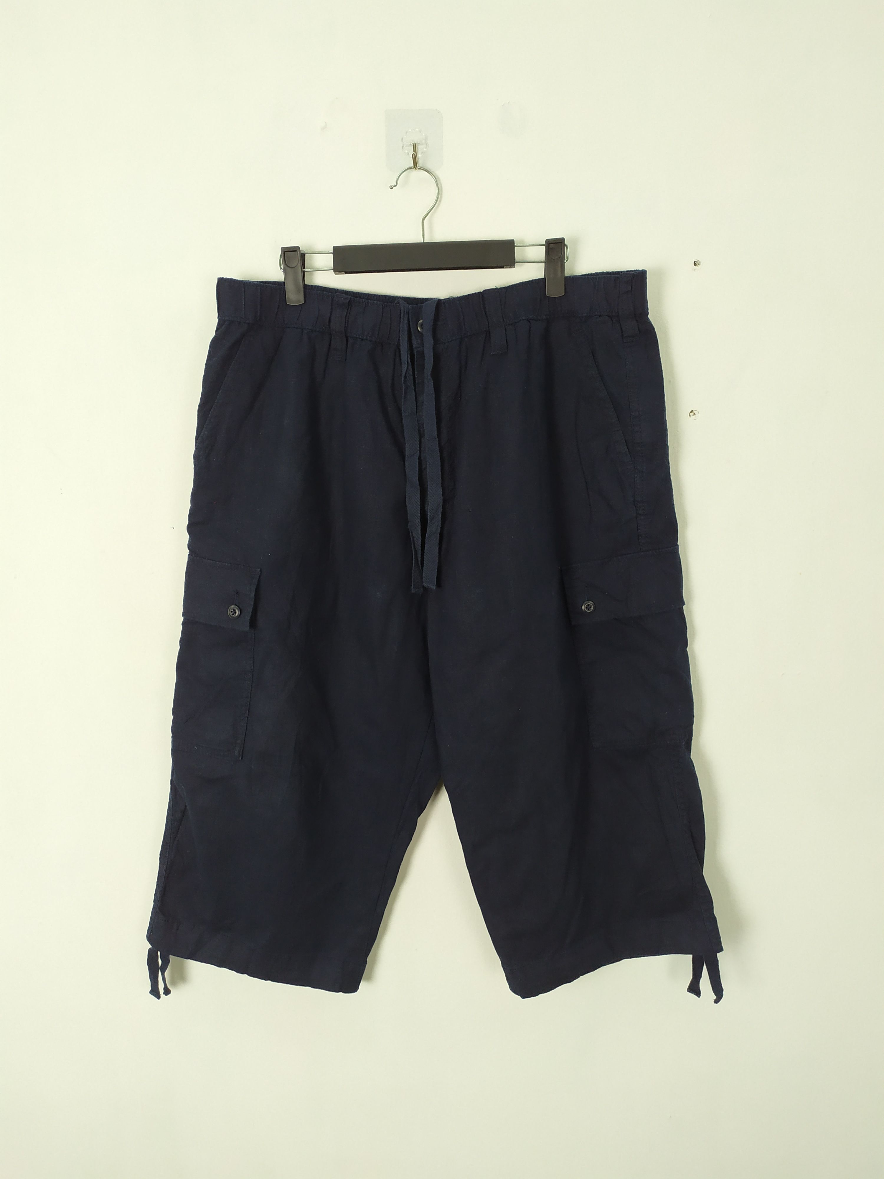 Japanese Brand Blue Black Short Cargo Pants Multipocket