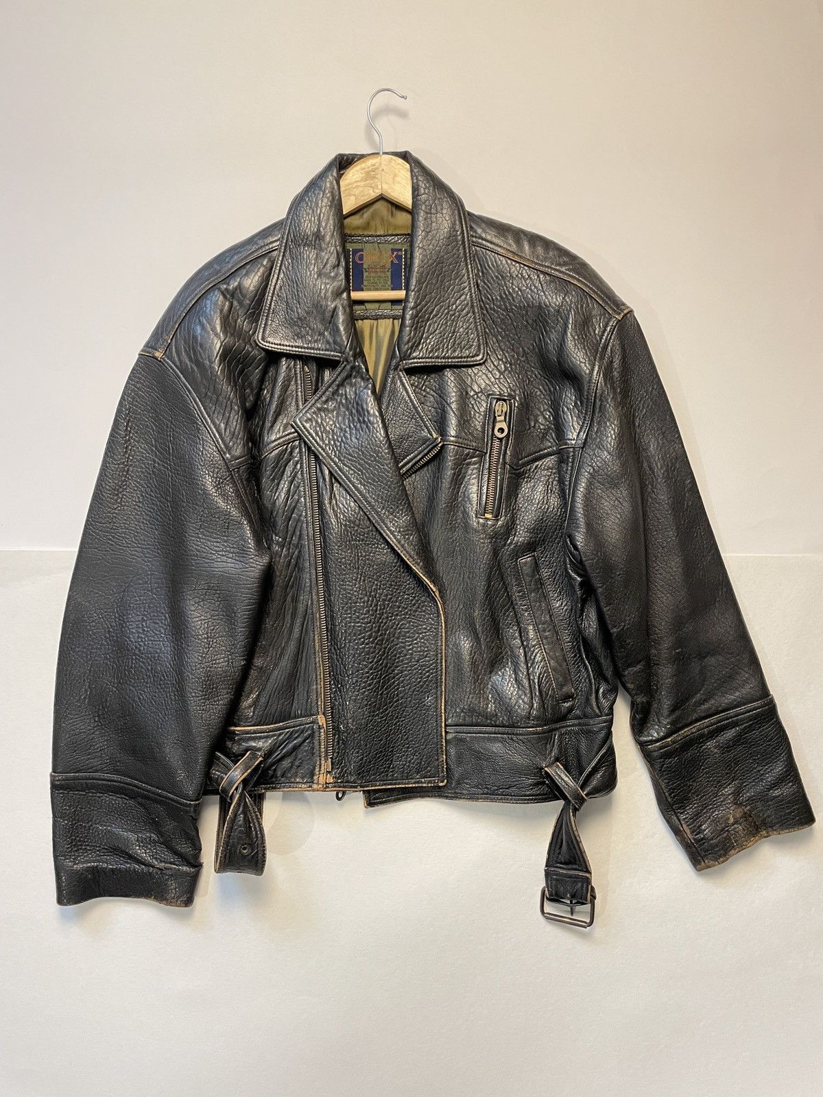 image of Genuine Leather Black Jacket, Men's (Size 2XL)