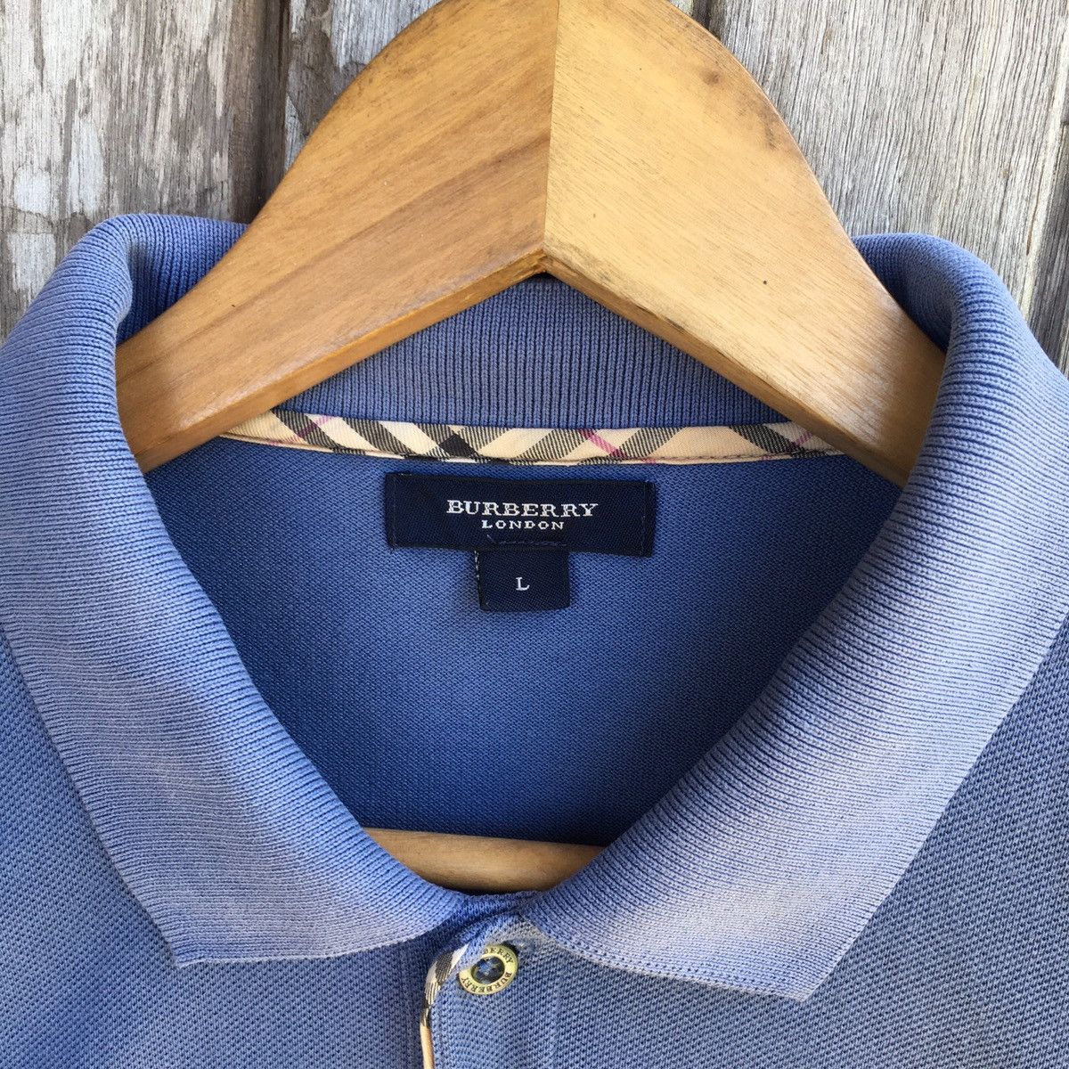 Burberry Thrashed Faded Vintage Burberry London Nova Check Polo Tee Size US L / EU 52-54 / 3 - 4 Thumbnail