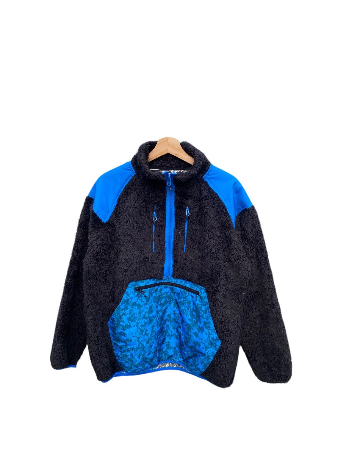 image of Outdoor Life Steals Field Core Anorak Fleece Jacket in Black Blue, Men's (Size Large)