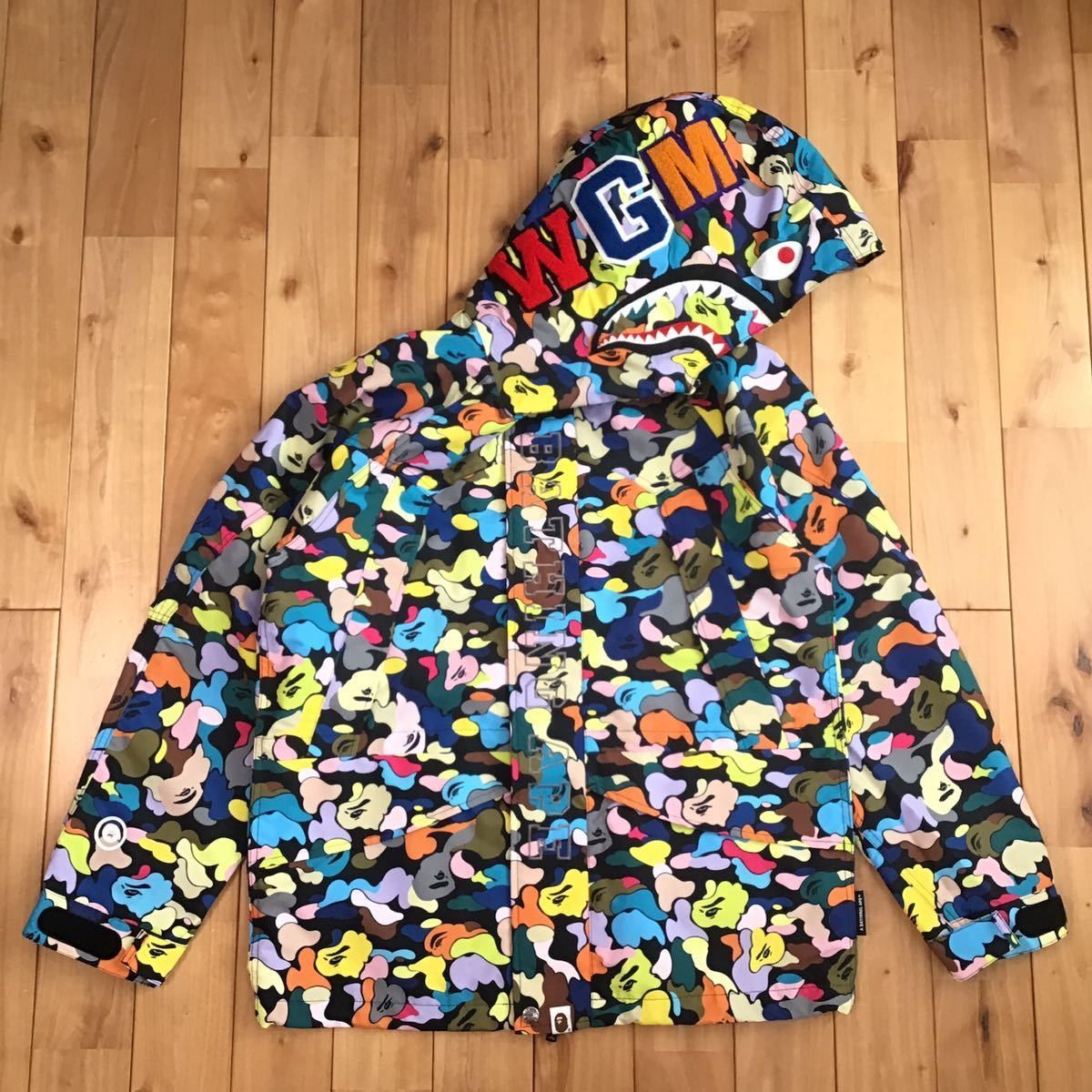 Bape BAPE multi camo shark hoodie snowboard jacket a bathing ape