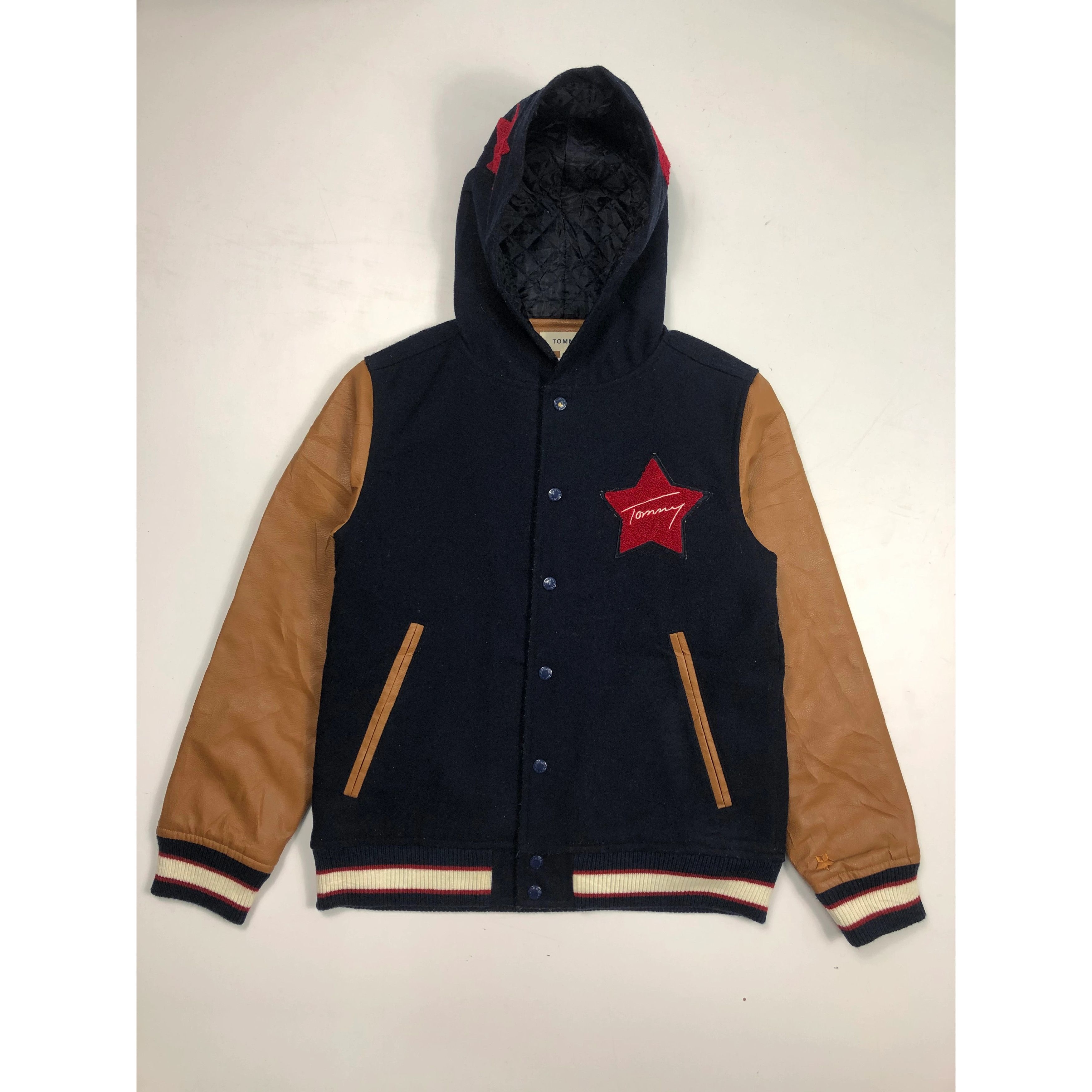 Tommy Hilfiger Vintage 90s Tommy Varsity Jacket Synthetic Leather V0029 Size US M / EU 48-50 / 2 - 1 Thumbnail