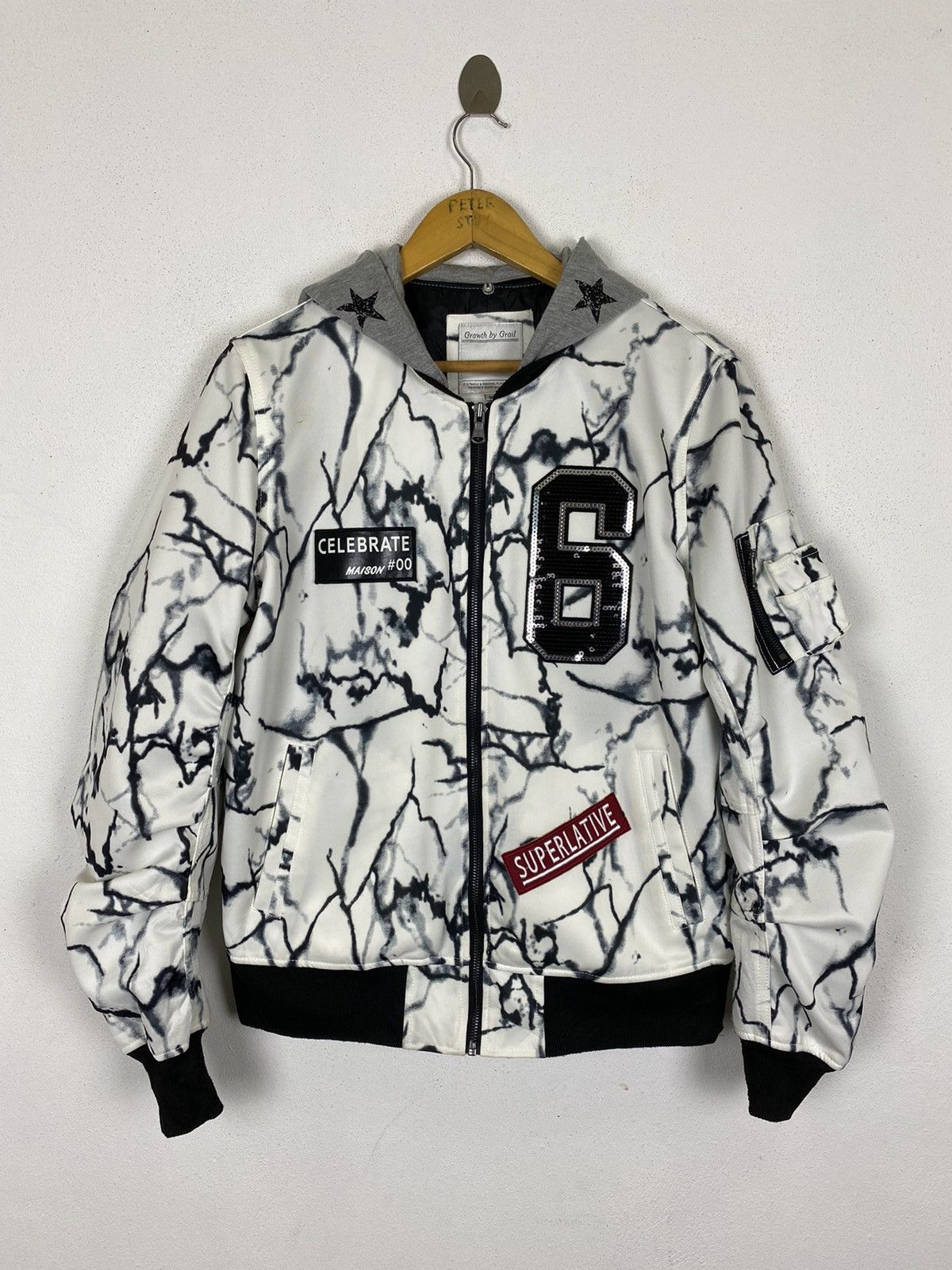 Japanese Brand GROWTH BY GRAIL MARBLE BOMBER JACKET Size US M / EU 48-50 / 2 - 2 Thumbnail