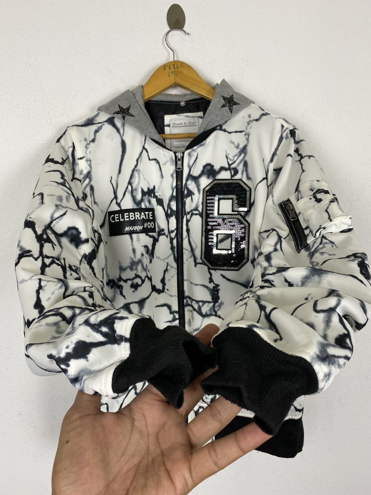 Japanese Brand GROWTH BY GRAIL MARBLE BOMBER JACKET Size US M / EU 48-50 / 2 - 6 Thumbnail