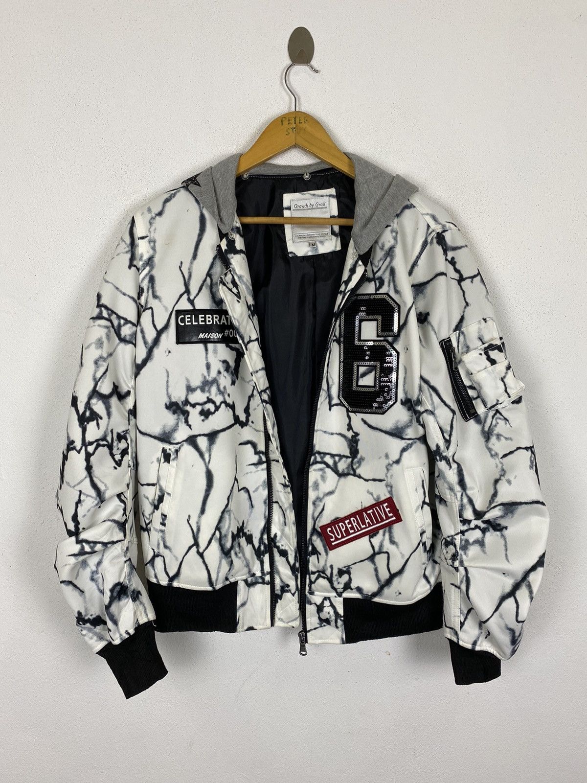 Japanese Brand GROWTH BY GRAIL MARBLE BOMBER JACKET Size US M / EU 48-50 / 2 - 3 Thumbnail