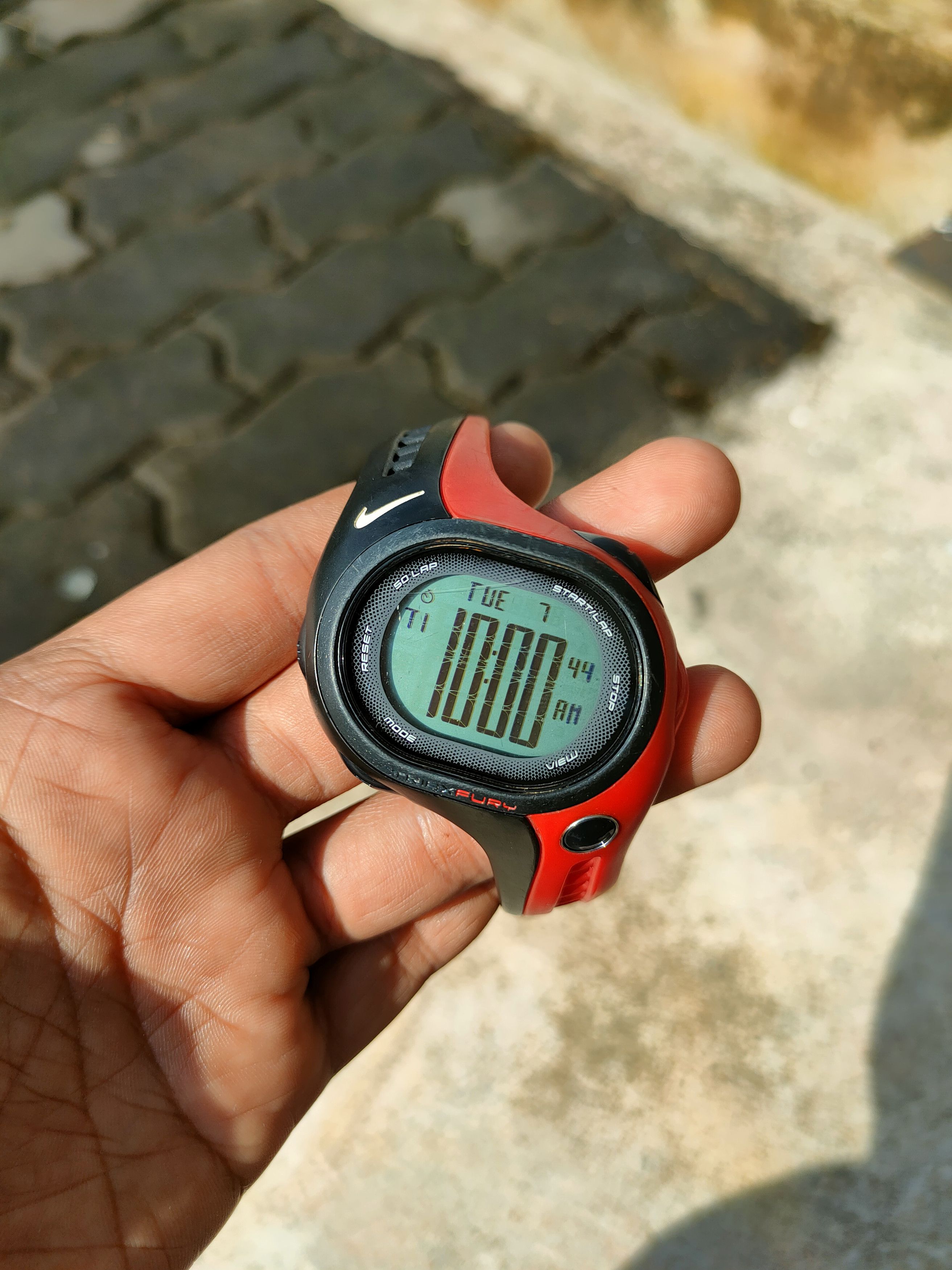 image of Y2K Triax Fury Nike Digital Sportwatch in Black/Red, Men's