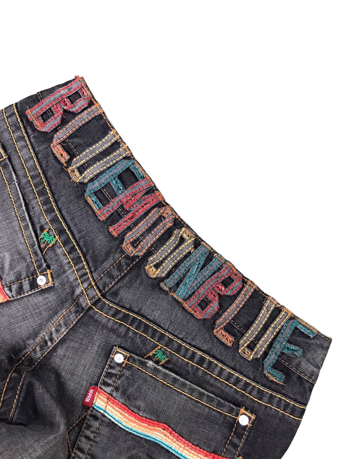 Japanese Brand 🔥🇯🇵 AUTHENTIC BMB BLUE MOON BLUE JEANS EMBROIDERY DESIGN Size US 27 - 12 Thumbnail