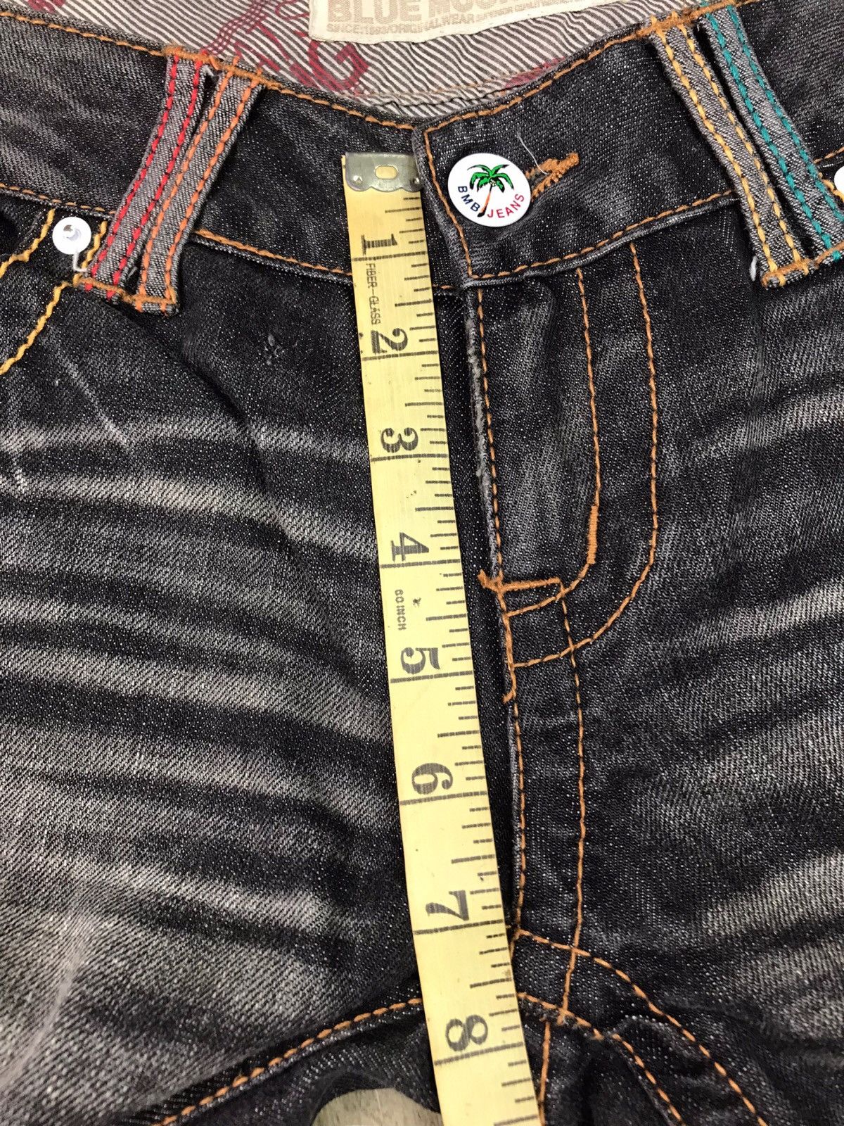 Japanese Brand 🔥🇯🇵 AUTHENTIC BMB BLUE MOON BLUE JEANS EMBROIDERY DESIGN Size US 27 - 20 Thumbnail