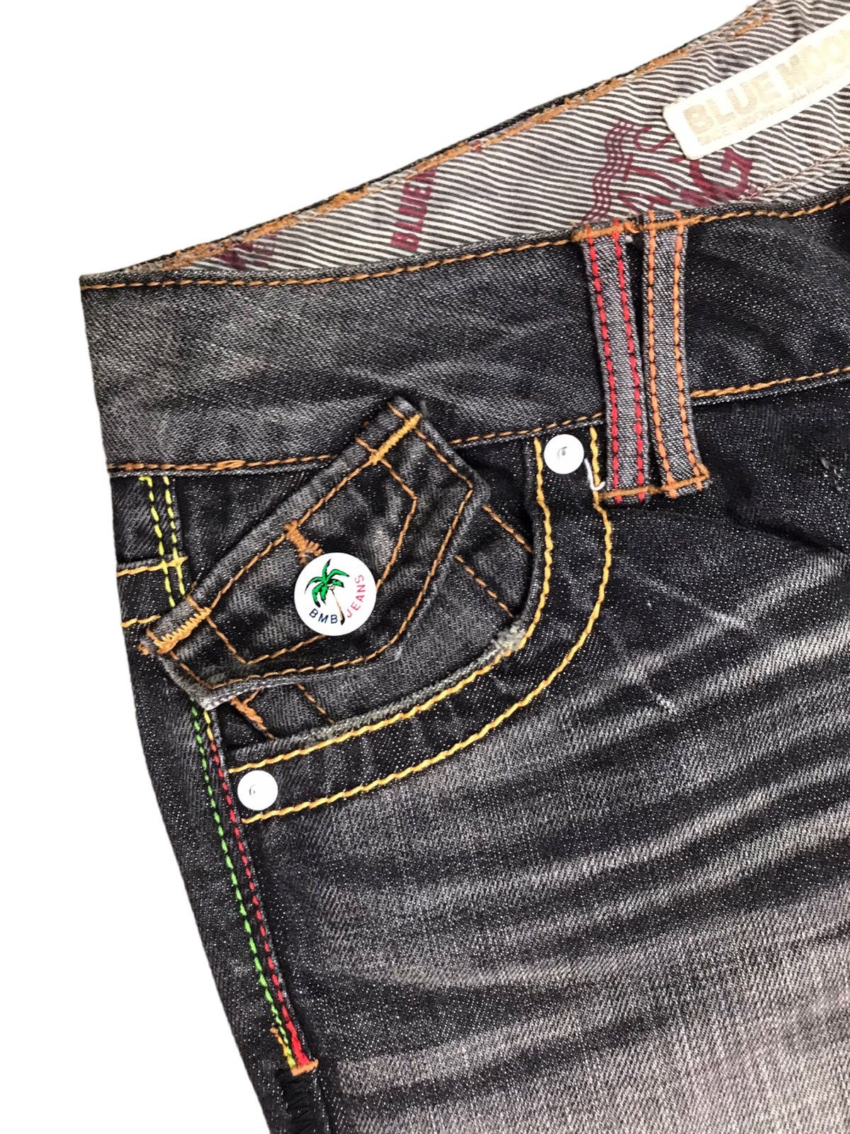 Japanese Brand 🔥🇯🇵 AUTHENTIC BMB BLUE MOON BLUE JEANS EMBROIDERY DESIGN Size US 27 - 5 Thumbnail