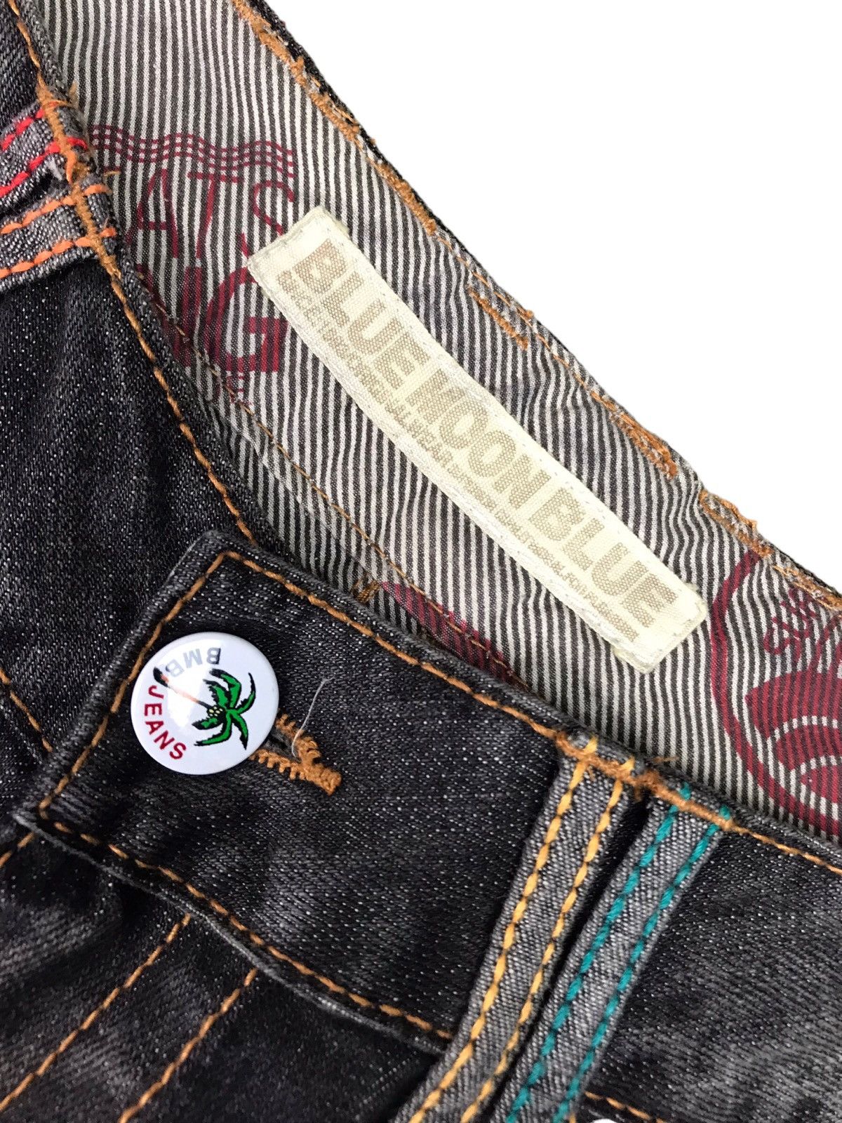 Japanese Brand 🔥🇯🇵 AUTHENTIC BMB BLUE MOON BLUE JEANS EMBROIDERY DESIGN Size US 27 - 6 Thumbnail