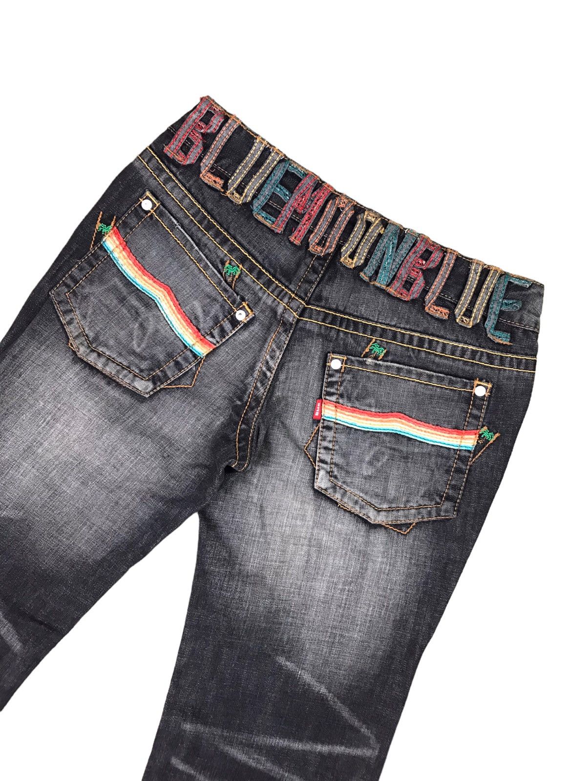 Japanese Brand 🔥🇯🇵 AUTHENTIC BMB BLUE MOON BLUE JEANS EMBROIDERY DESIGN Size US 27 - 4 Thumbnail