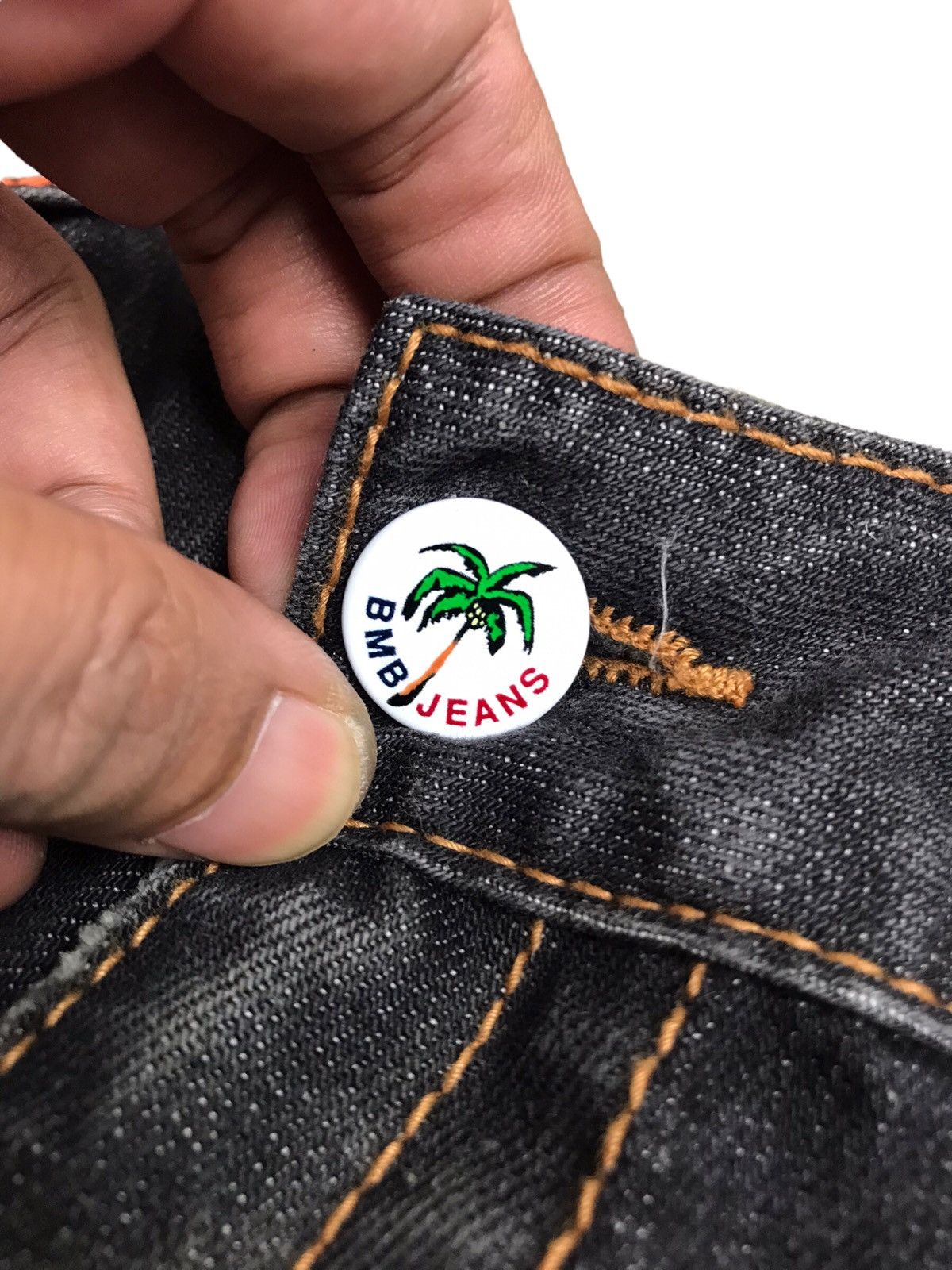 Japanese Brand 🔥🇯🇵 AUTHENTIC BMB BLUE MOON BLUE JEANS EMBROIDERY DESIGN Size US 27 - 9 Thumbnail