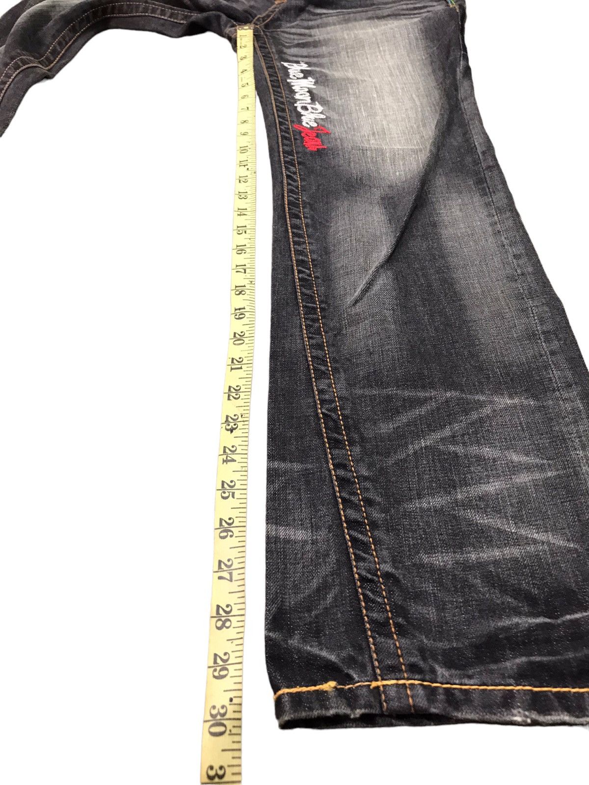 Japanese Brand 🔥🇯🇵 AUTHENTIC BMB BLUE MOON BLUE JEANS EMBROIDERY DESIGN Size US 27 - 18 Thumbnail