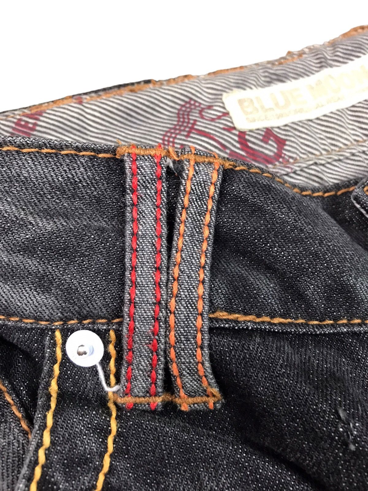 Japanese Brand 🔥🇯🇵 AUTHENTIC BMB BLUE MOON BLUE JEANS EMBROIDERY DESIGN Size US 27 - 13 Thumbnail