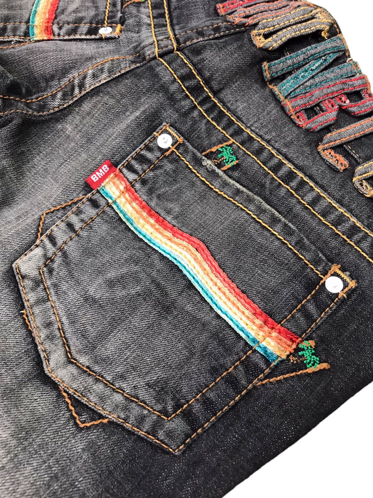 Japanese Brand 🔥🇯🇵 AUTHENTIC BMB BLUE MOON BLUE JEANS EMBROIDERY DESIGN Size US 27 - 10 Thumbnail
