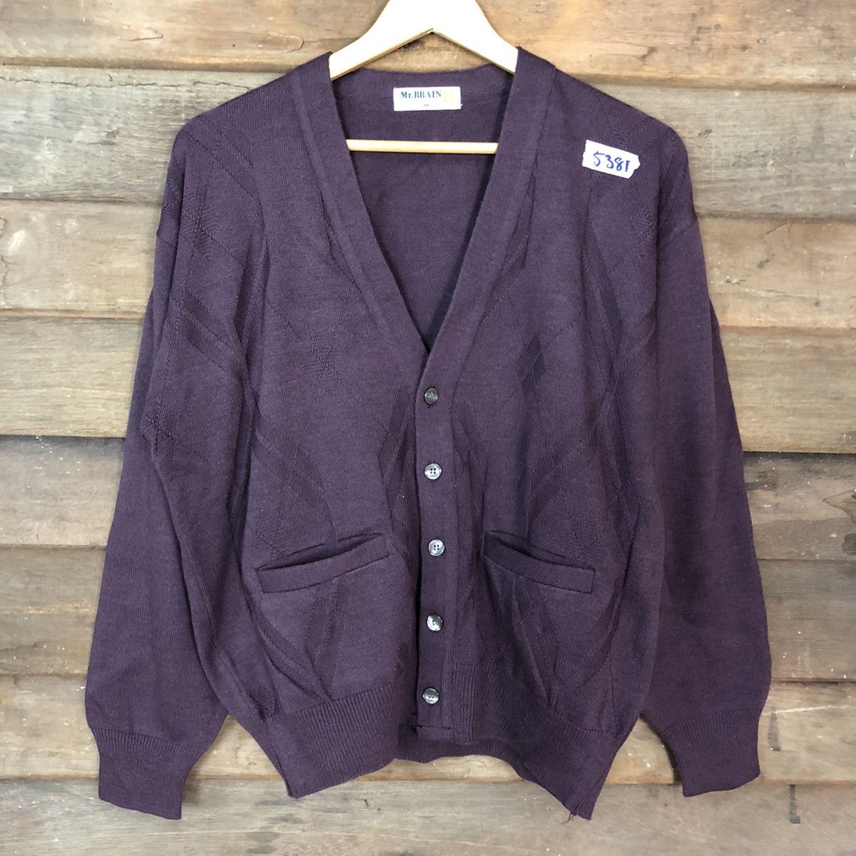 Aran Isles Knitwear × Vintage Mr.Brain Purple japan vintage knitwear Cardigan #5381 Size US M / EU 48-50 / 2 - 8 Thumbnail