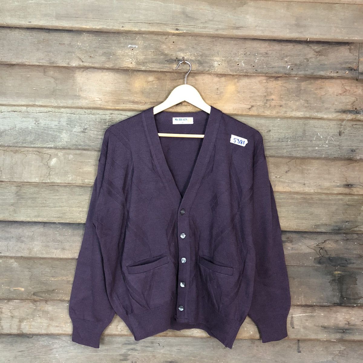 Aran Isles Knitwear × Vintage Mr.Brain Purple japan vintage knitwear Cardigan #5381 Size US M / EU 48-50 / 2 - 3 Thumbnail