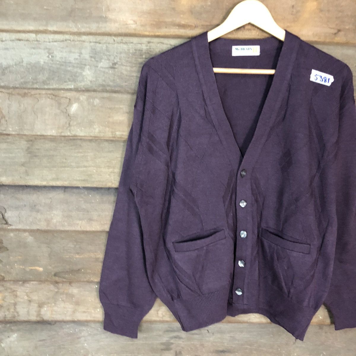 Aran Isles Knitwear × Vintage Mr.Brain Purple japan vintage knitwear Cardigan #5381 Size US M / EU 48-50 / 2 - 7 Thumbnail
