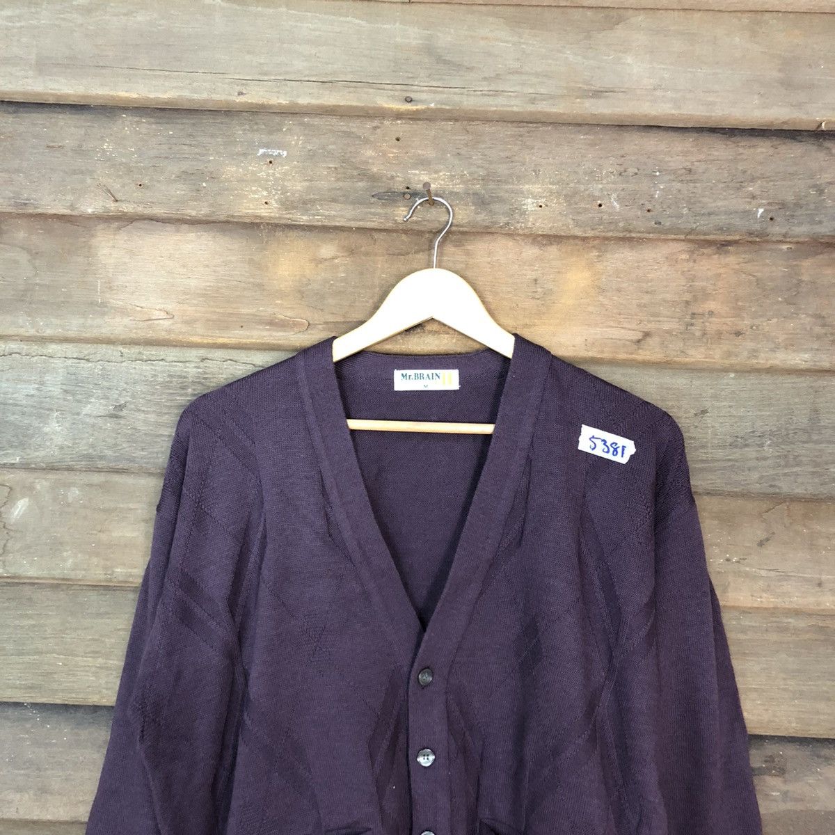 Aran Isles Knitwear × Vintage Mr.Brain Purple japan vintage knitwear Cardigan #5381 Size US M / EU 48-50 / 2 - 2 Thumbnail